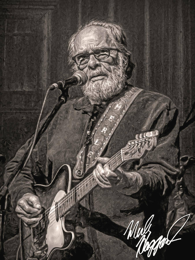 Merle Haggard, guitar, microphone, SD Phone Wallpaper