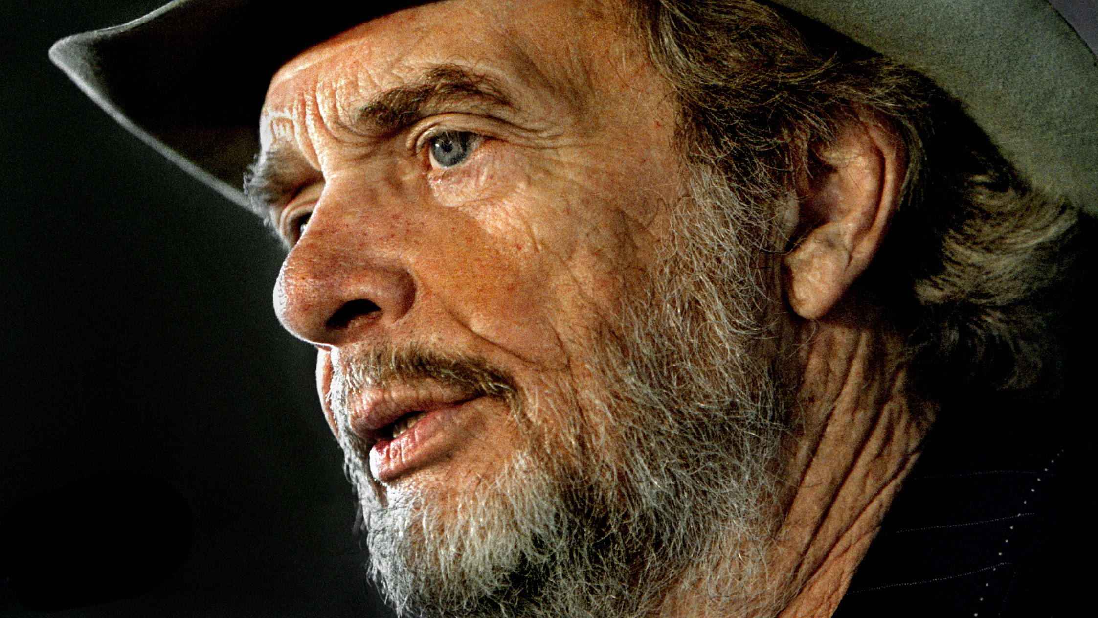 Merle Haggard, cowboy hat, weathered face, Full HD Desktop Wallpaper