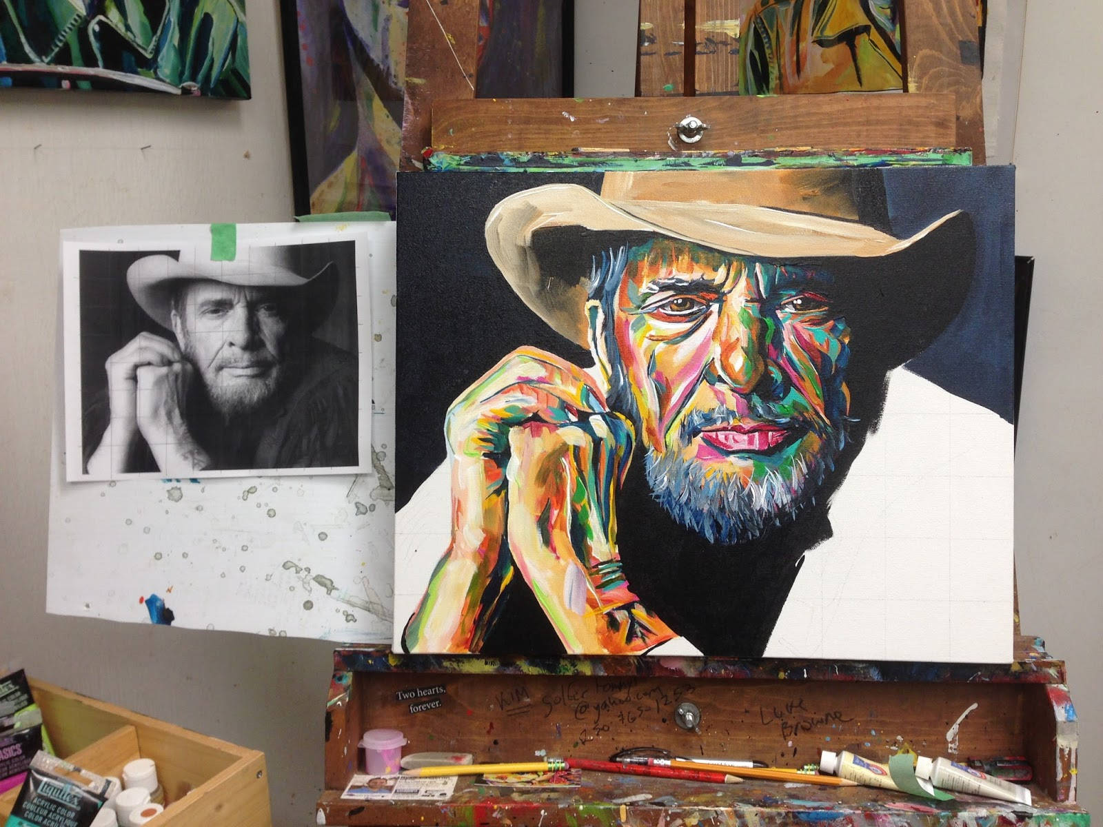 Merle Haggard, cowboy hat, bearded man, HD Desktop Wallpaper