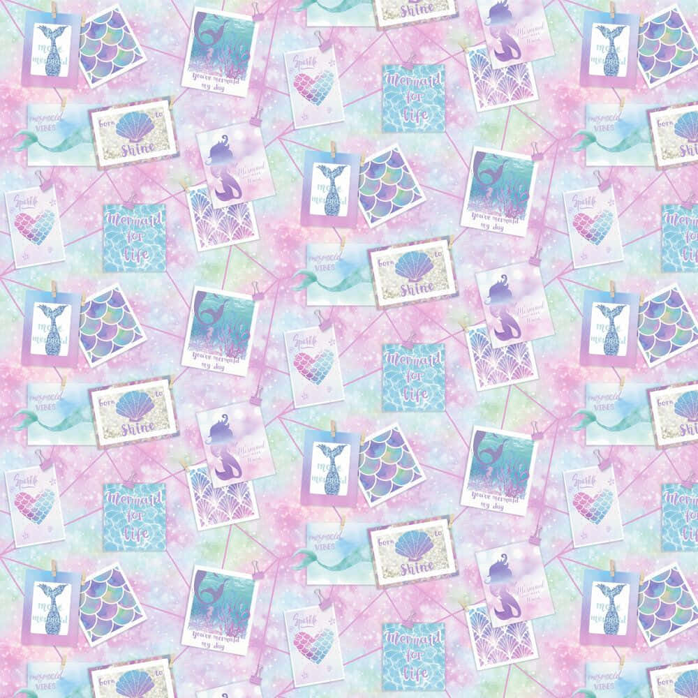 Mermaid Glitter, pastel pink, pastel blue, SD Desktop Wallpaper