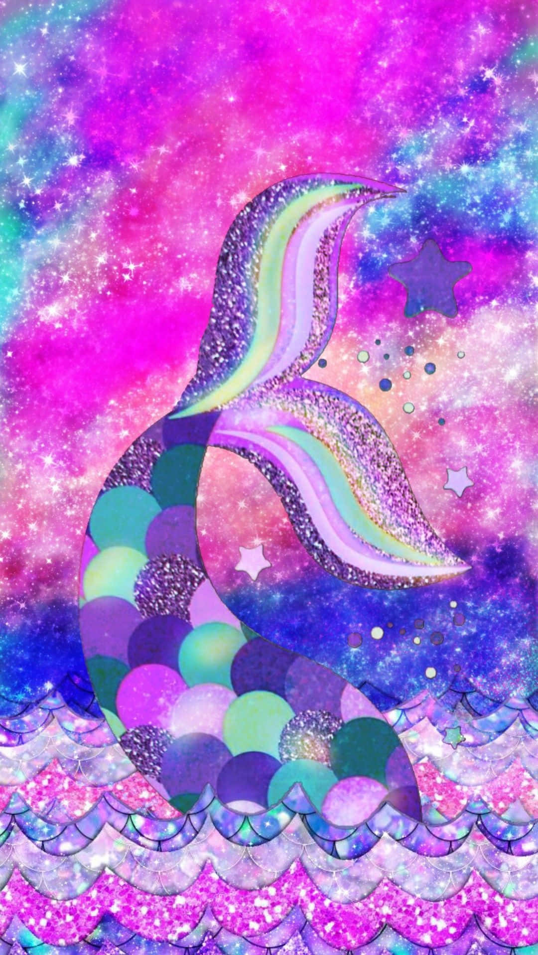 Mermaid Glitter, rainbow scales, cosmic nebula, HD Phone Wallpaper