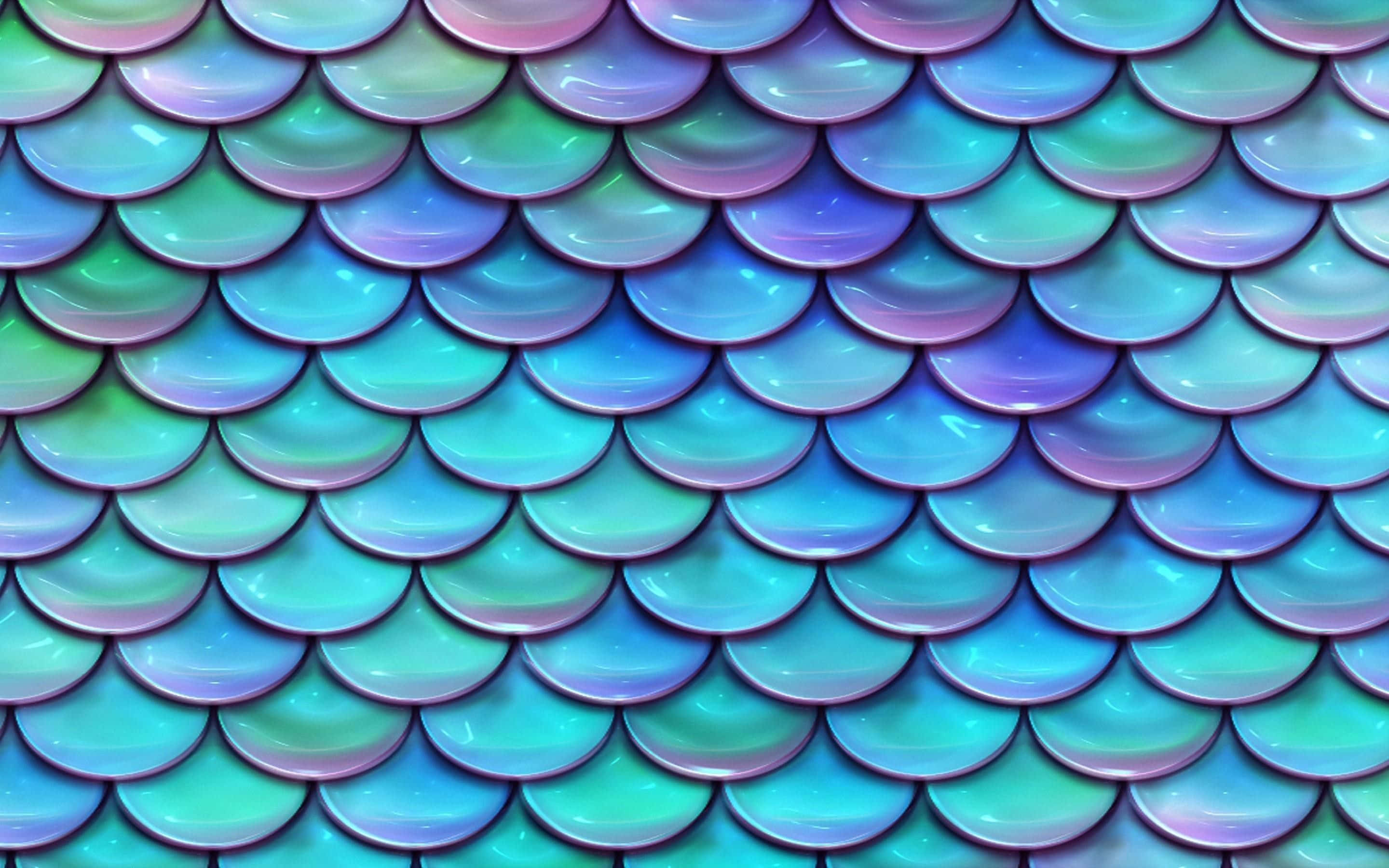 Mermaid Glitter, iridescent overlapping scales, gradient blues greens and purples, 2K Desktop Wallpaper