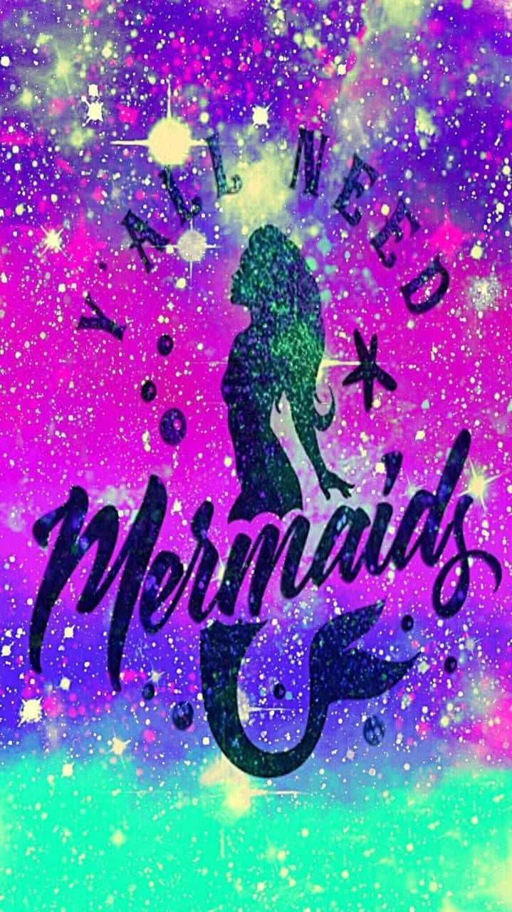 Mermaid Glitter, Pink Purple And Blue Mermaid Glitters, cosmic purple and teal galaxy, HD Phone Wallpaper