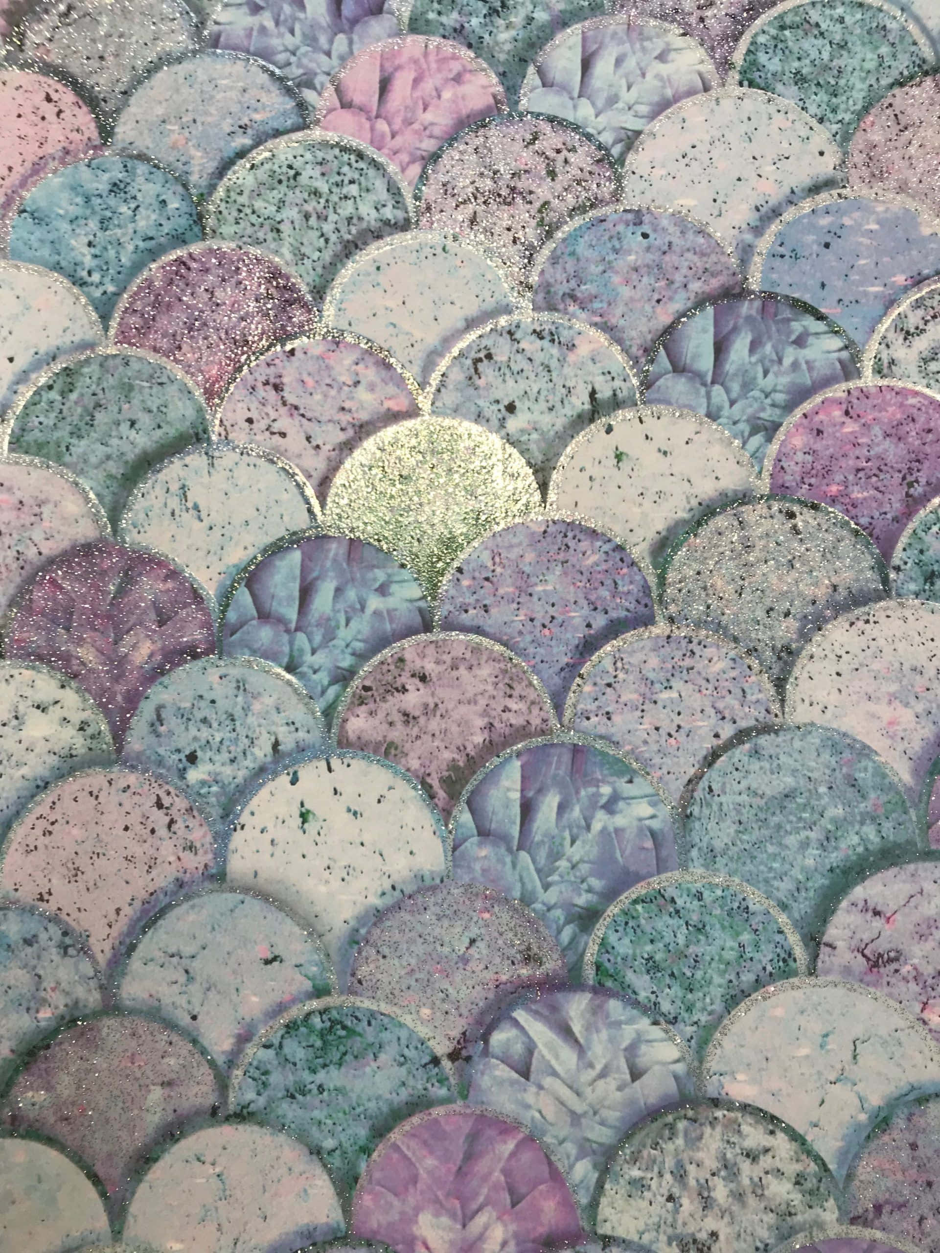 Mermaid Glitter, iridescent mermaid-scale pattern, glittery pastel hues, 2K Phone Wallpaper
