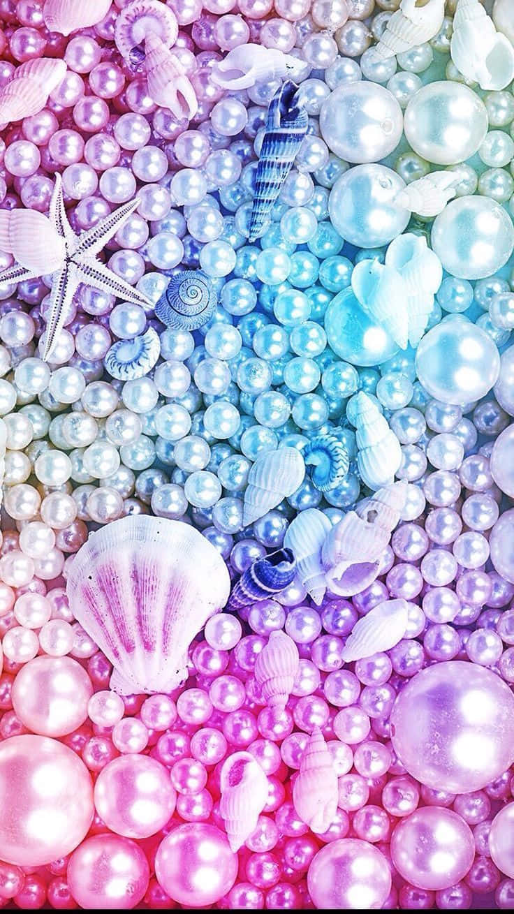 Mermaid Glitter, pink to blue gradient, pearls, HD Phone Wallpaper