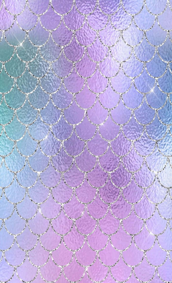 Mermaid Glitters Pattern, silver, pastel purple blue, SD Phone Wallpaper