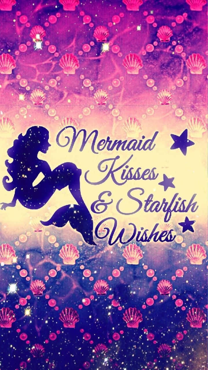 Cute Mermaid Violet Quote Design, purple and pink gradient, mermaid silhouette, HD Phone Wallpaper