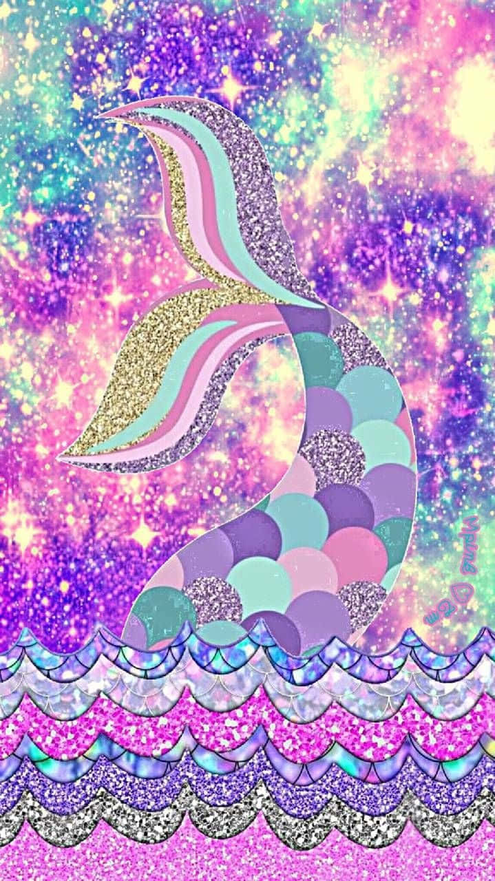 mermaid tail, pastel scales, sparkling cosmic ocean, HD Phone Wallpaper