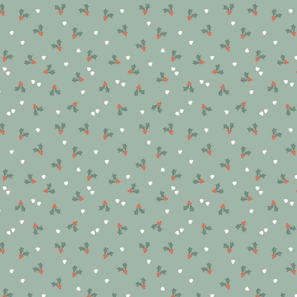 simple aesthetic cute christmas mistletoe gift wrapper, mint green, holly sprigs, SD Desktop Wallpaper