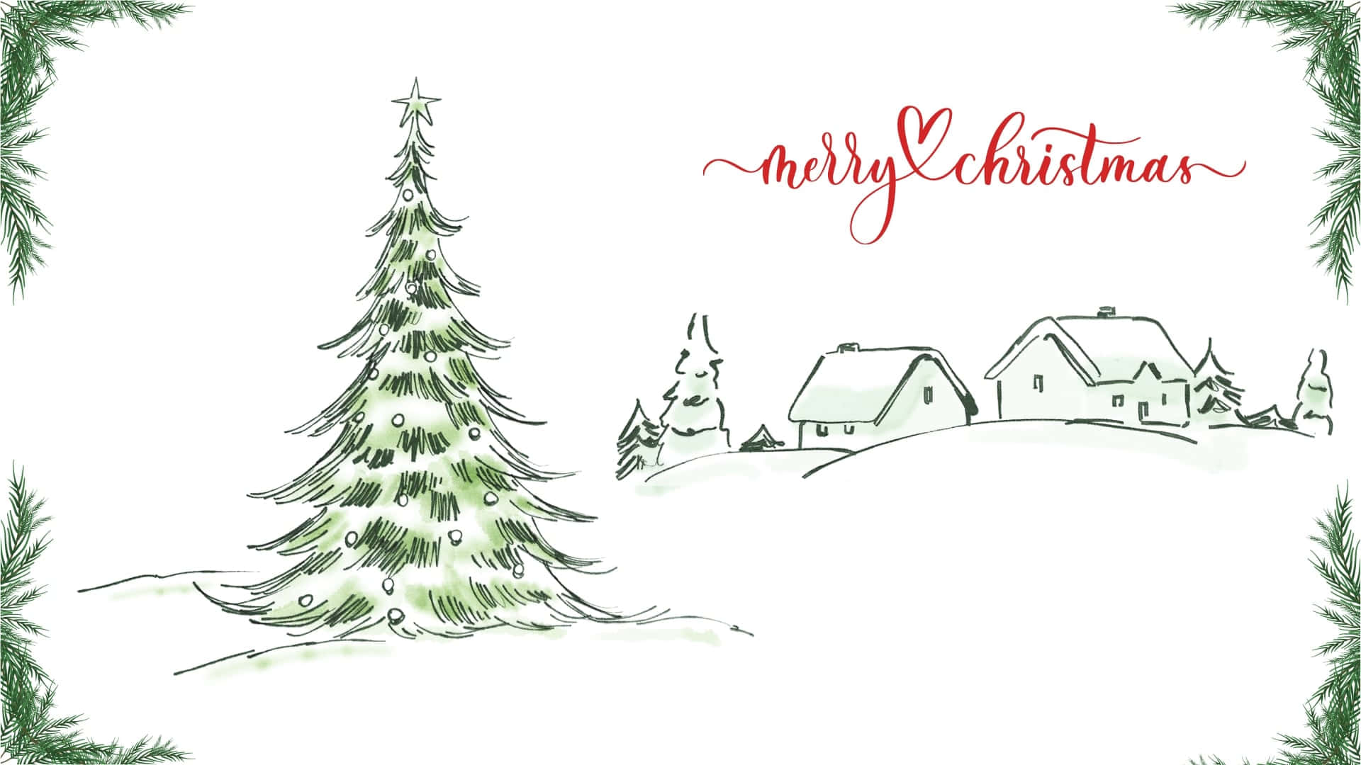 Christmas tree, snowy village, merry christmas, Full HD Desktop Wallpaper