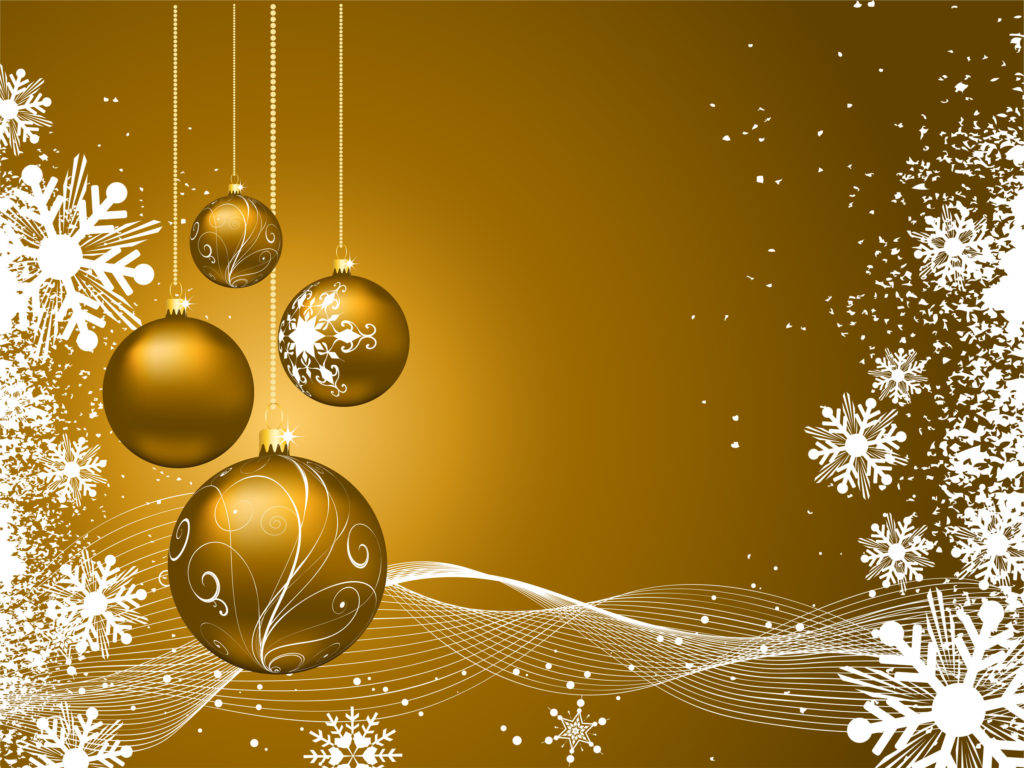 Golden Merry Christmas HD Background, golden Christmas ornaments, warm gold backdrop, SD Desktop Wallpaper