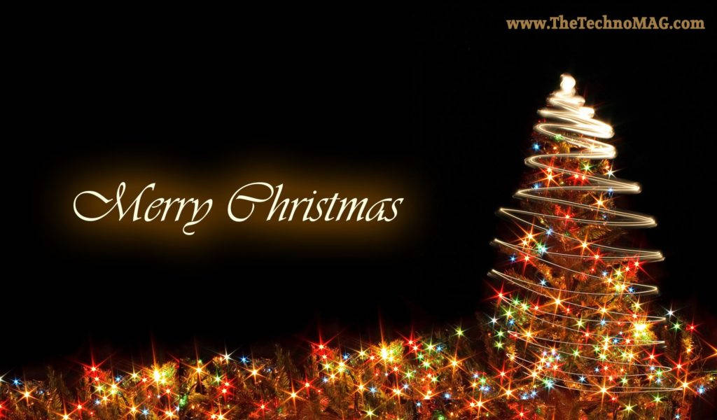 Merry Christmas, glowing Christmas tree, colorful lights, SD Desktop Wallpaper