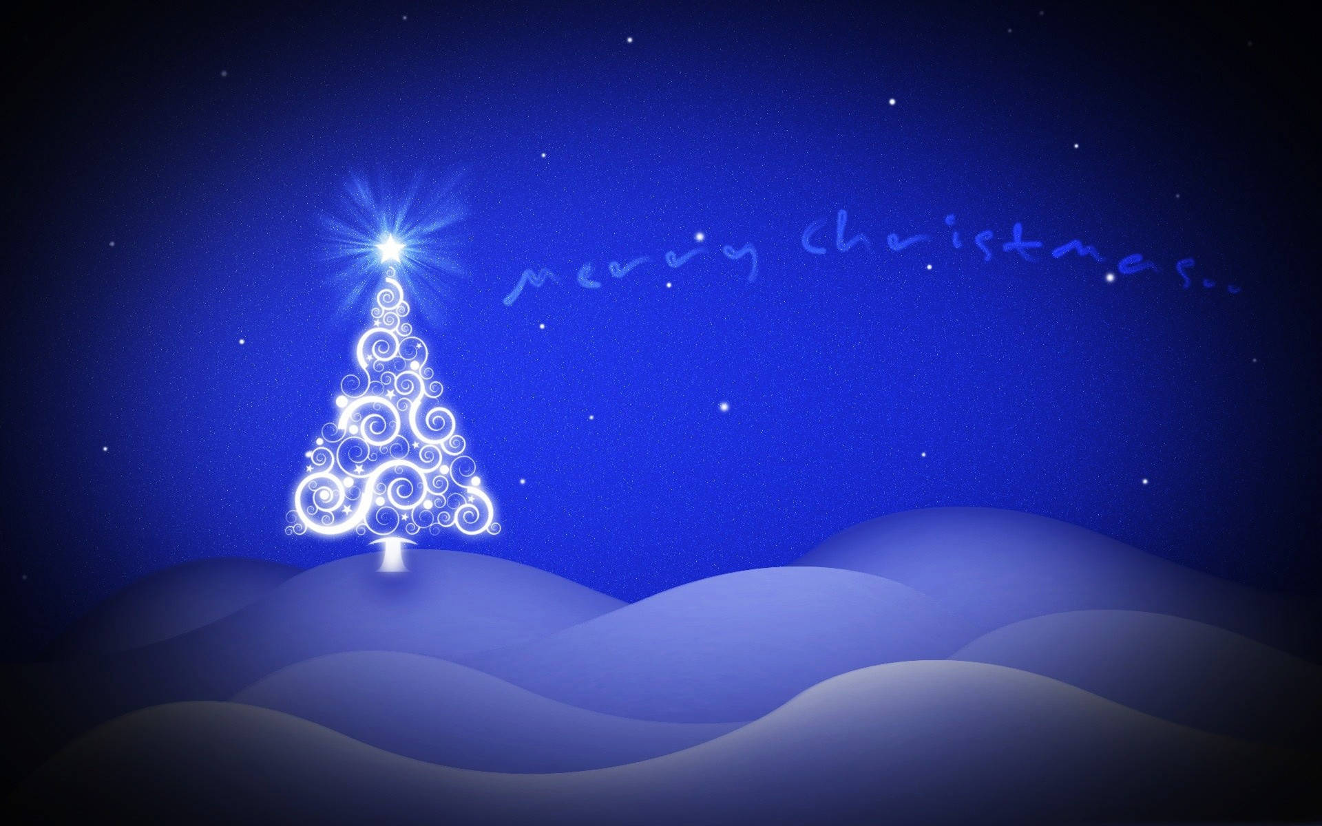 Magical Tree, glowing ornate Christmas tree, swirling lights, Full HD Desktop Wallpaper