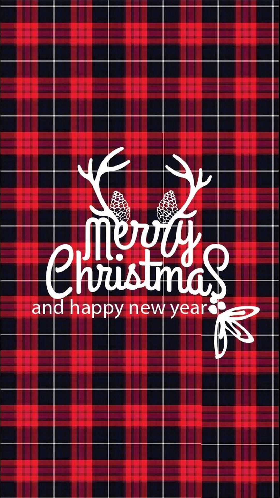 Red Plaid, merry christmas, happy new year, Full HD Phone Wallpaper