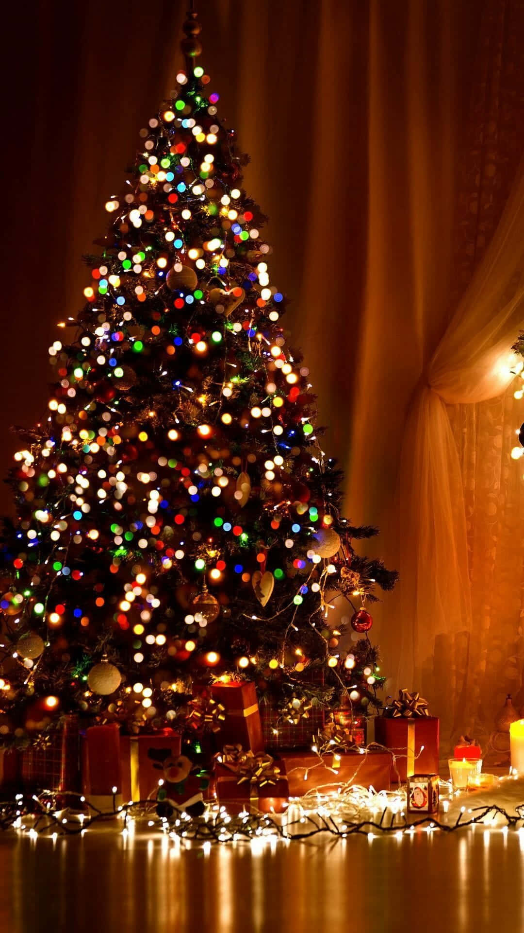 iPhone, Christmas tree, colorful lights, Full HD Phone Wallpaper
