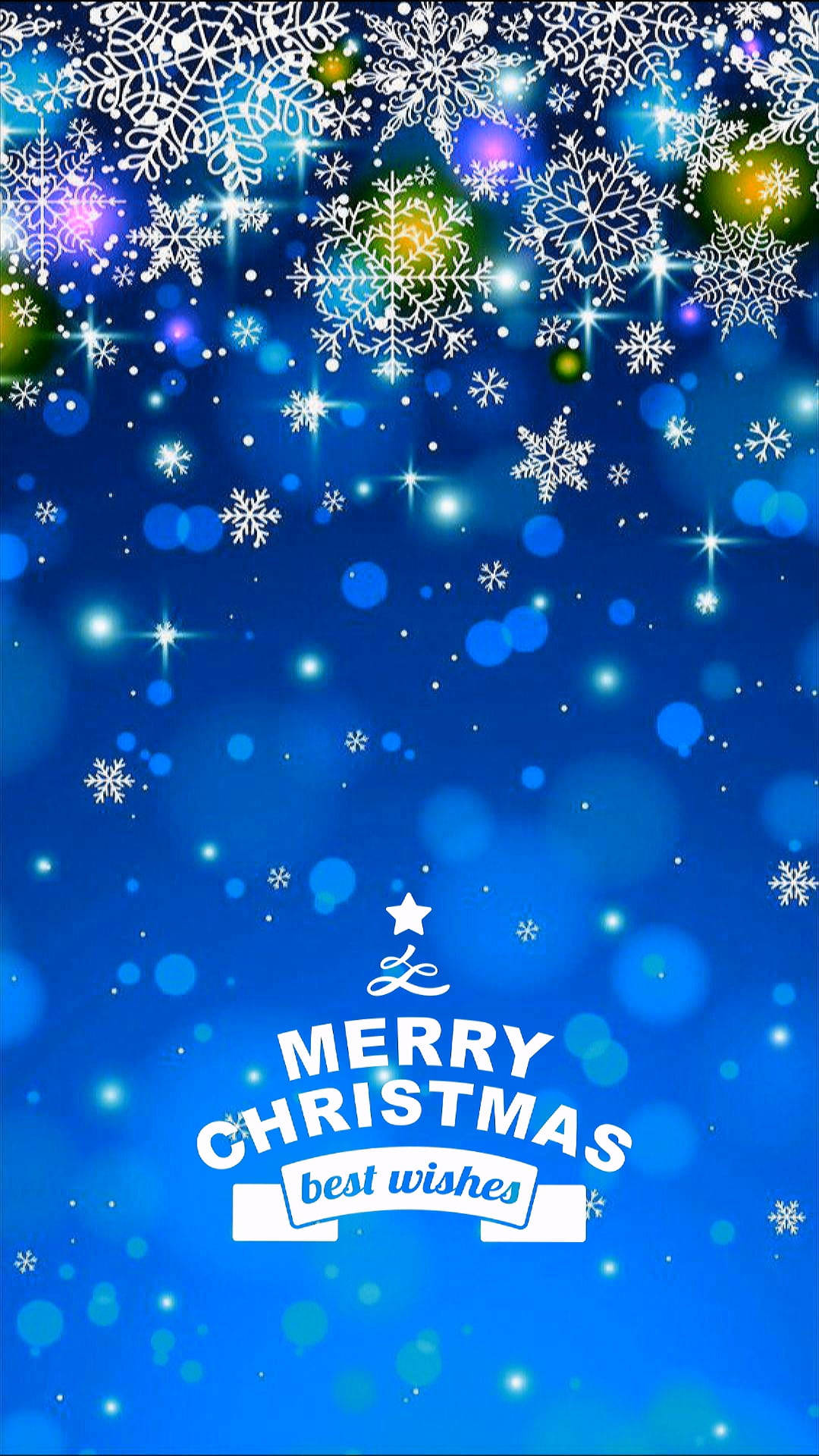 Sparkly Blue Merry Christmas iPhone, Vibrant blue, glowing snowflakes, Full HD Phone Wallpaper