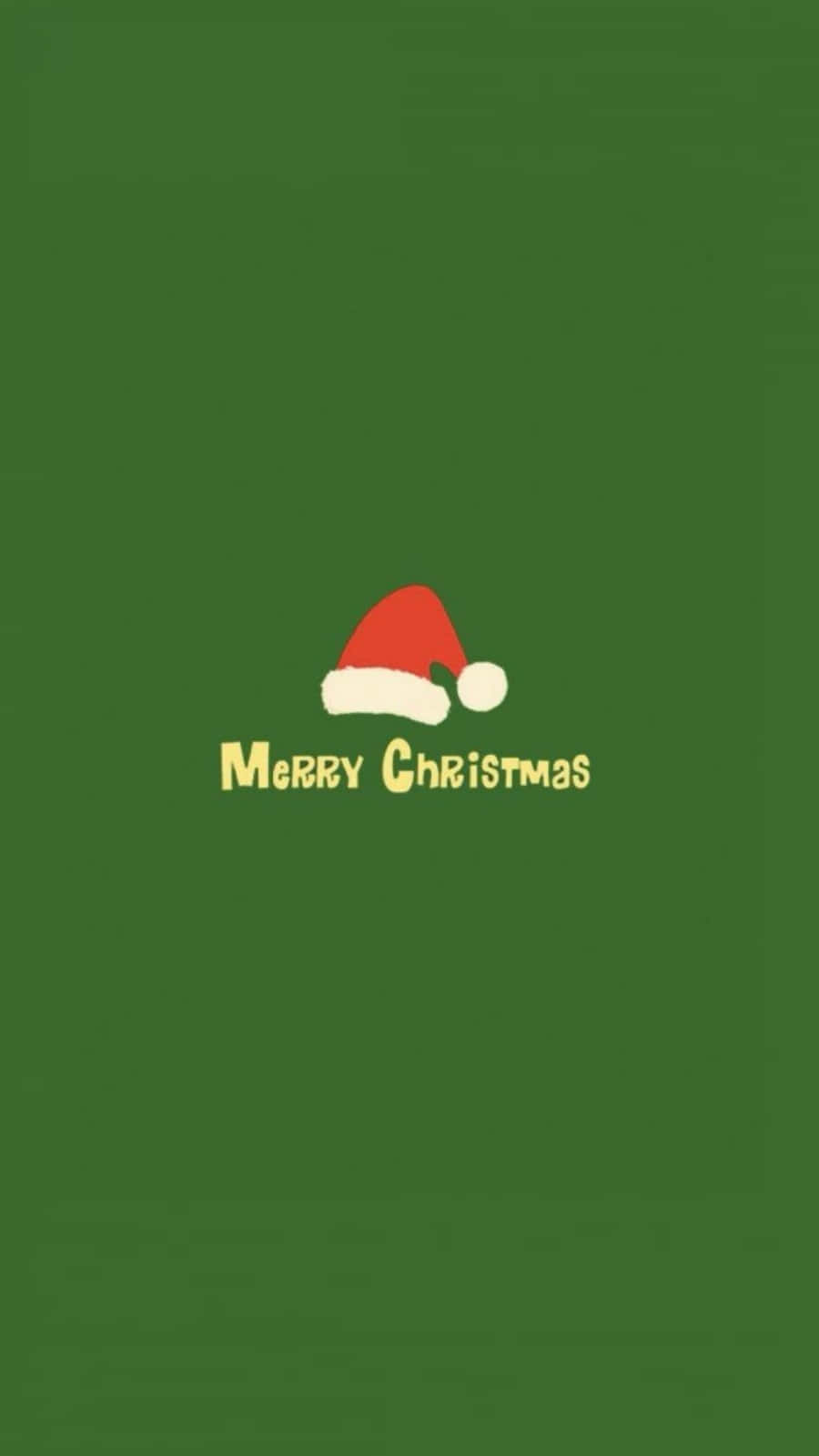 green, red Santa hat, yellow 'Merry Christmas' text, HD Phone Wallpaper