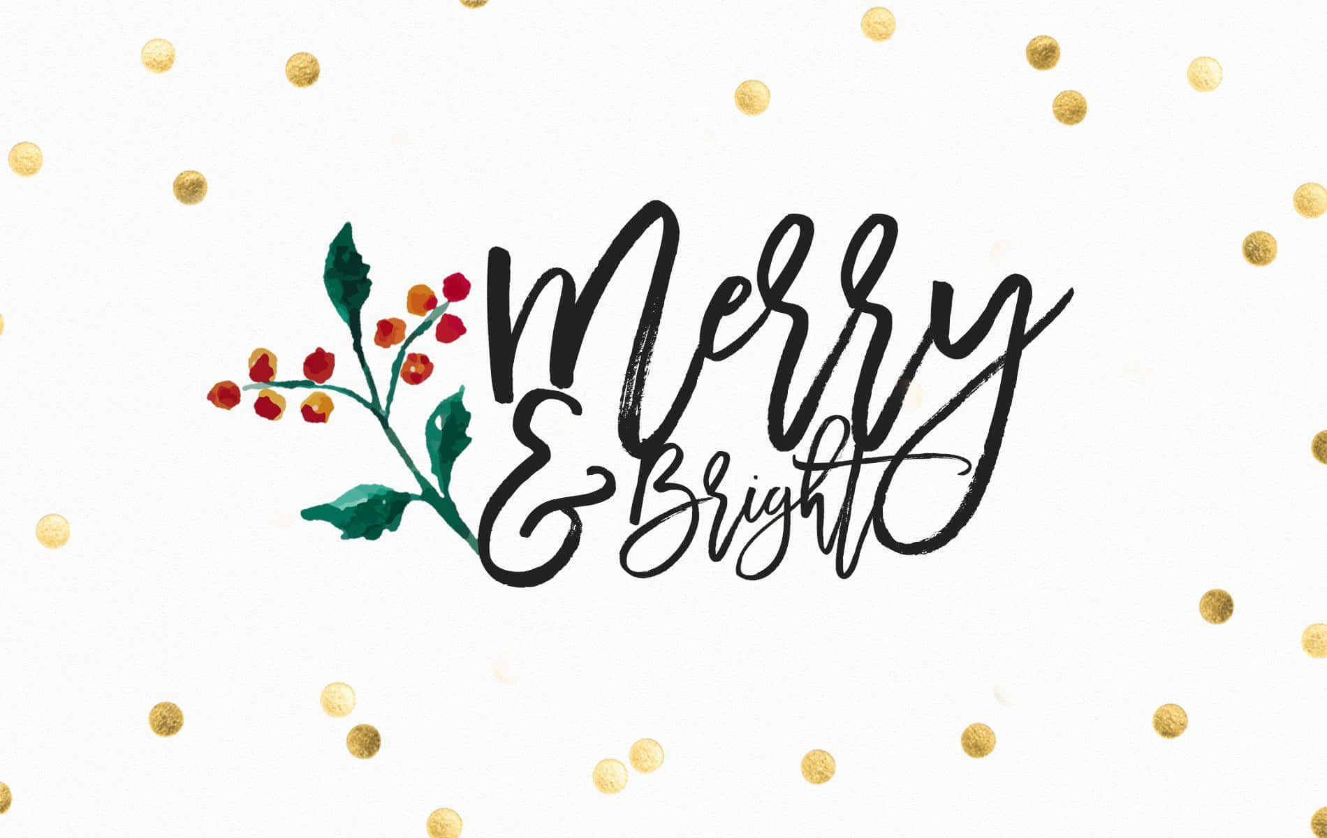 iPad, Merry & Bright, black brush script, HD Desktop Wallpaper
