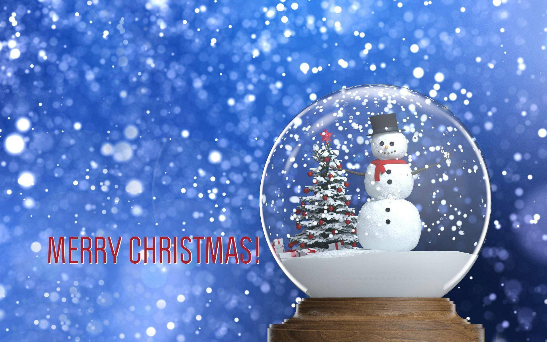 Merry Christmas, snow globe, snowman, Full HD Desktop Wallpaper