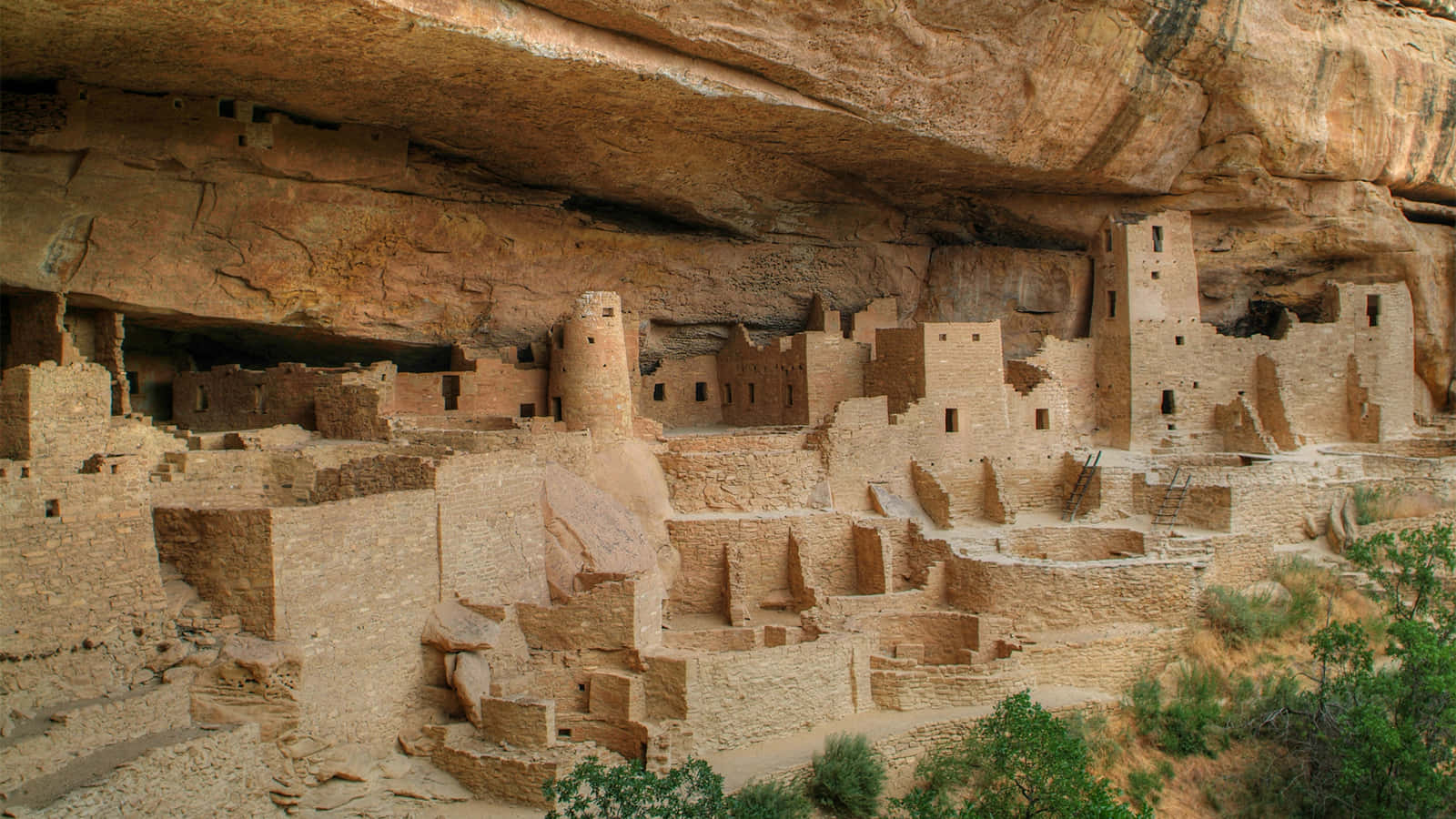ancient Puebloan cliff dwelling, Mesa Verde National Park, red sandstone, HD Desktop Wallpaper
