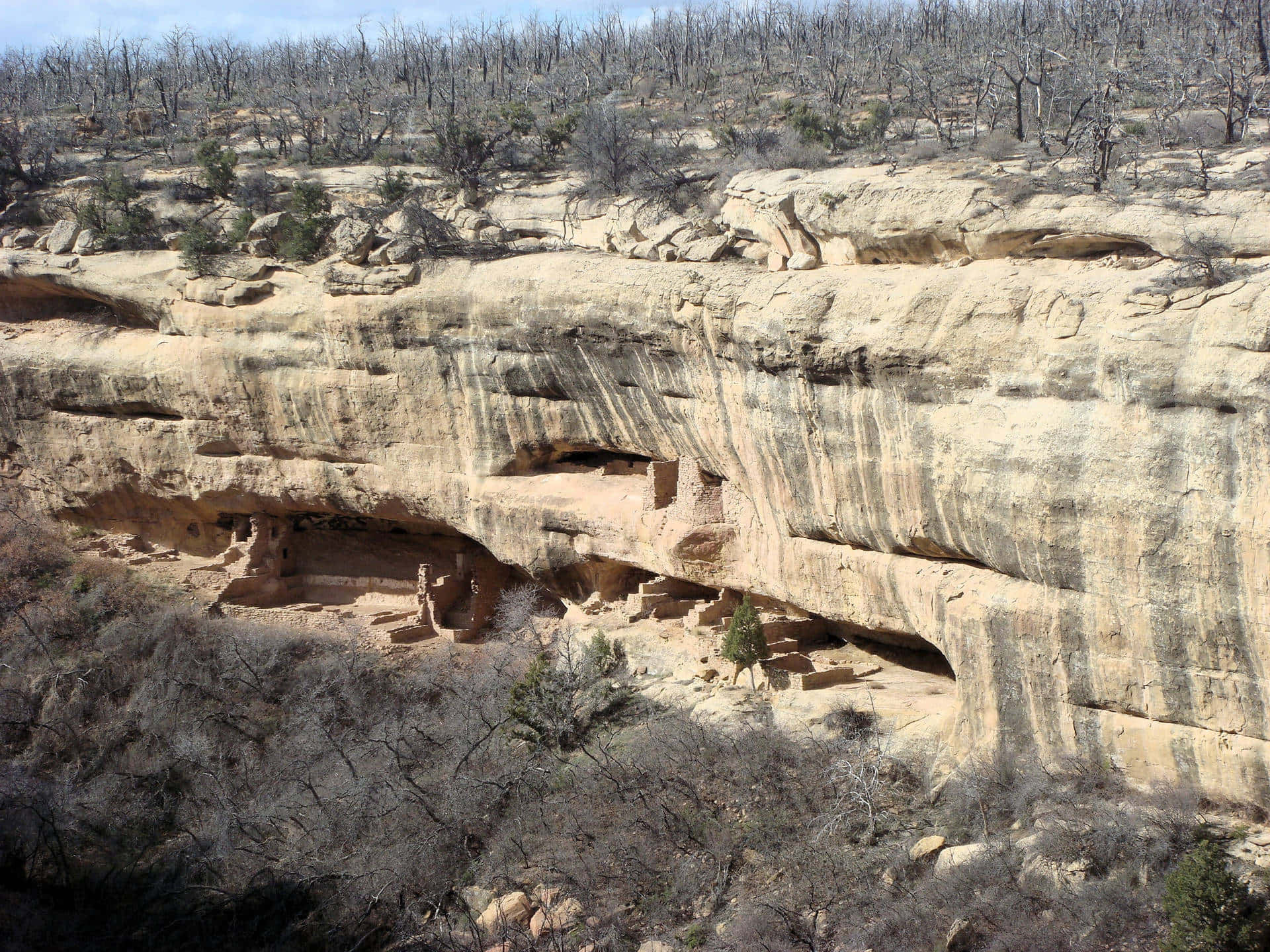 Mesa Verde National Park, cliff dwellings, sandstone cliffs, Full HD Desktop Wallpaper