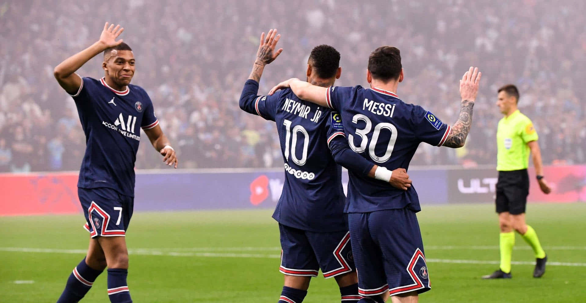 Neymar, Messi, navy blue jerseys, Full HD Desktop Wallpaper