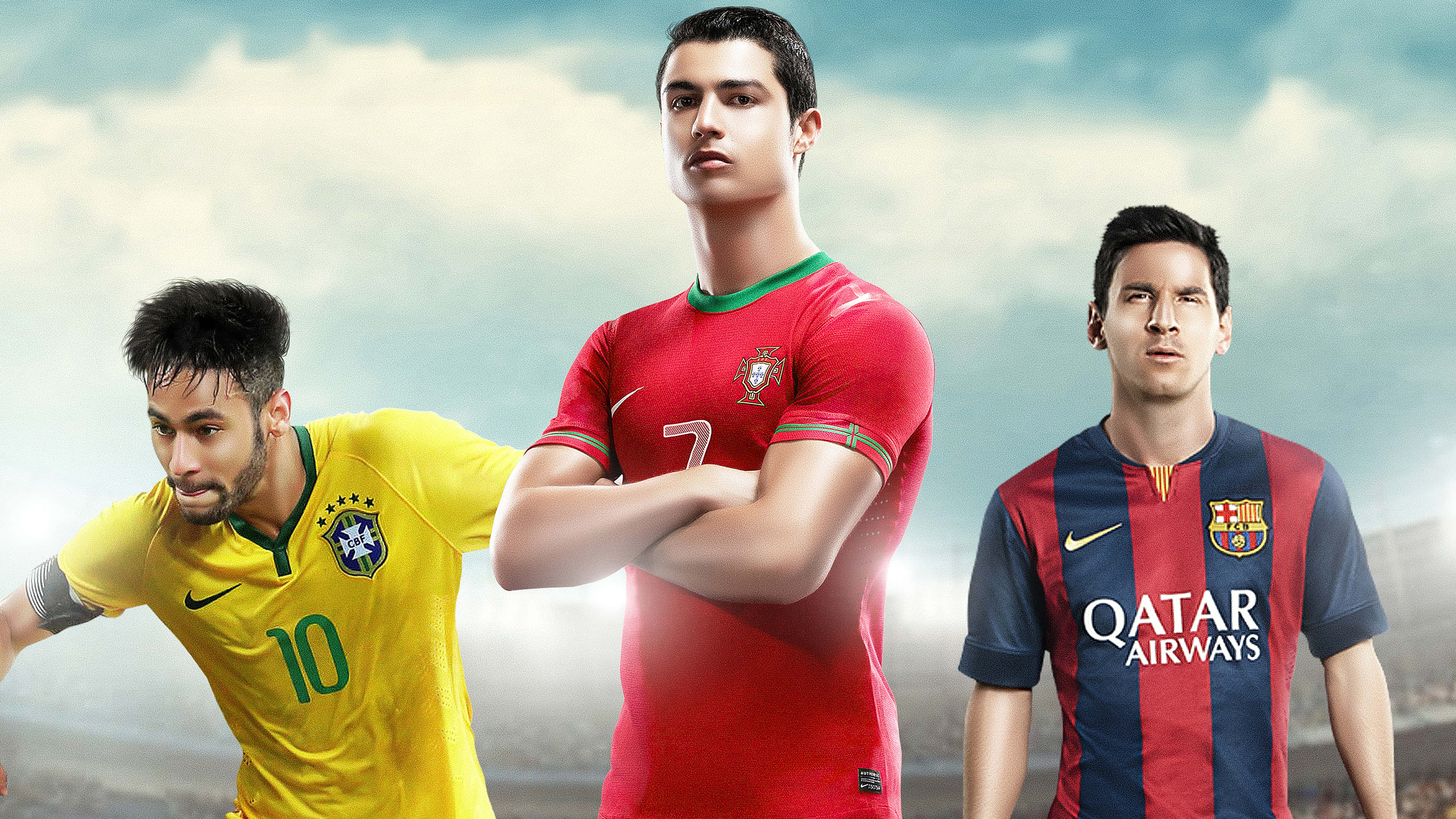 Neymar, Messi, national team jerseys, 4K Desktop Wallpaper