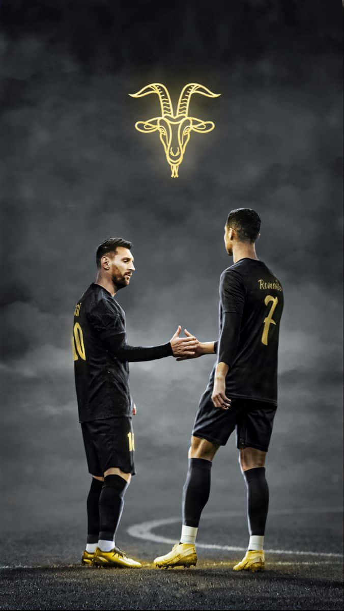 Messi, Ronaldo, black jerseys, SD Phone Wallpaper