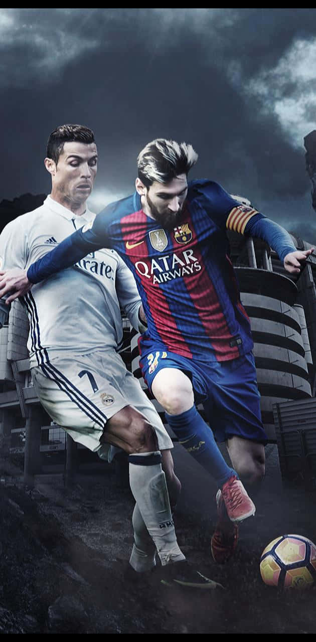 Messi, Ronaldo, white jersey, HD Phone Wallpaper