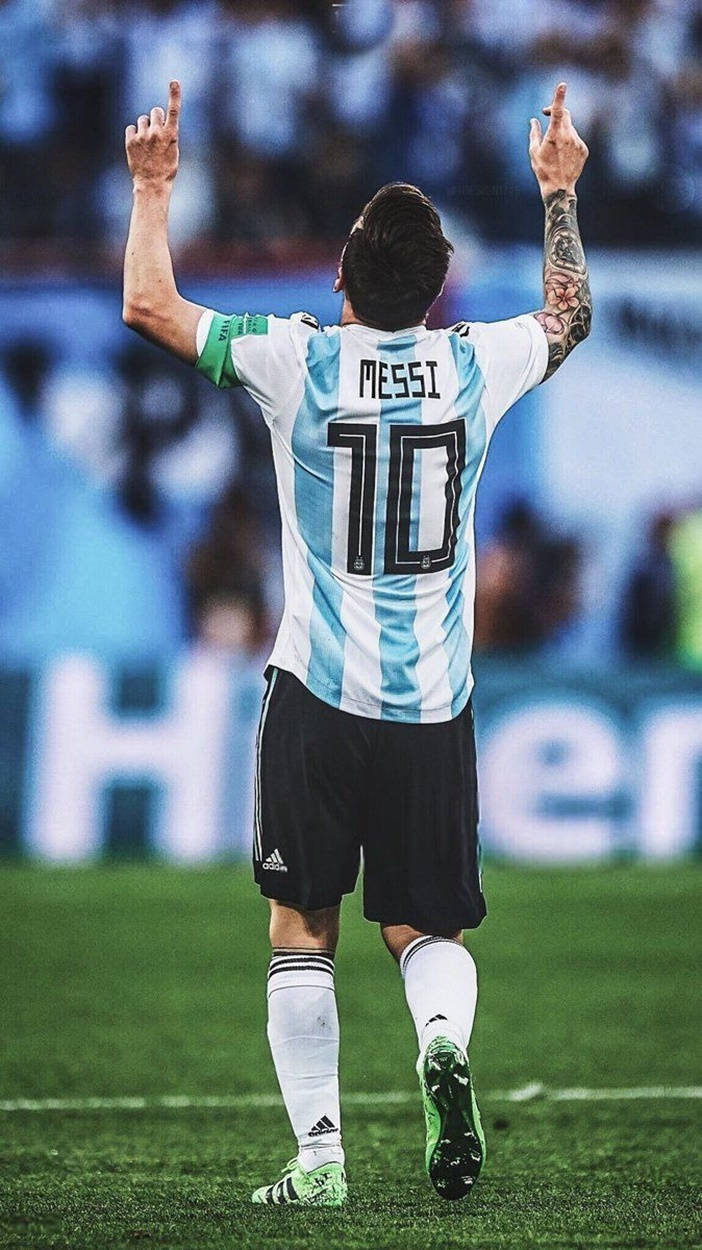 Messi Argentina, blue and white striped jersey, number 10, SD Phone Wallpaper