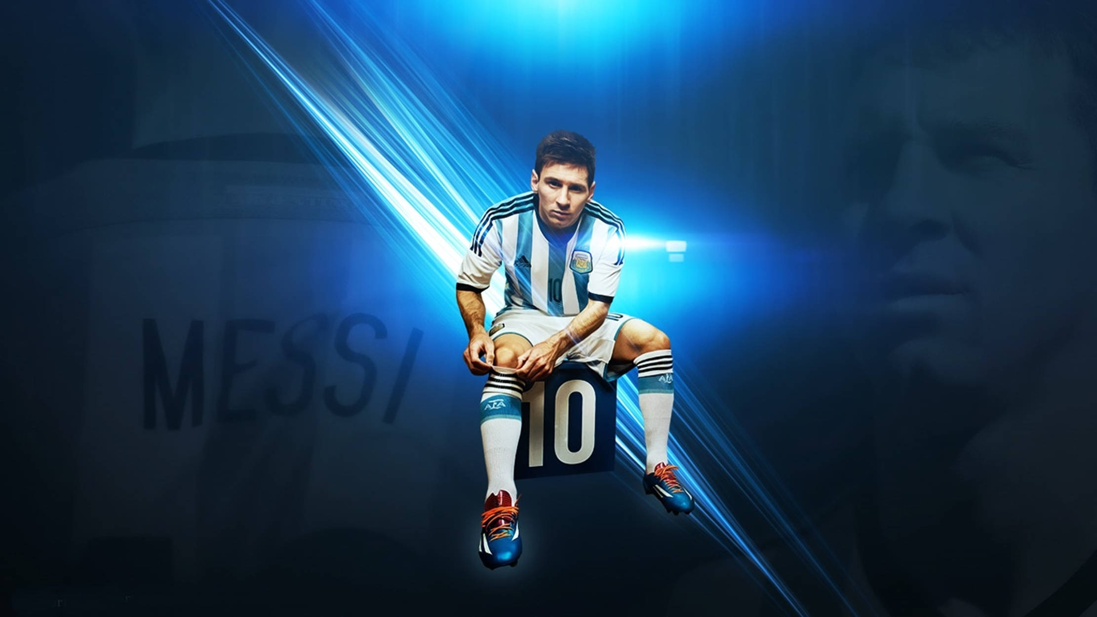 Messi Argentina, number 10 block, Argentina jersey, Full HD Desktop Wallpaper