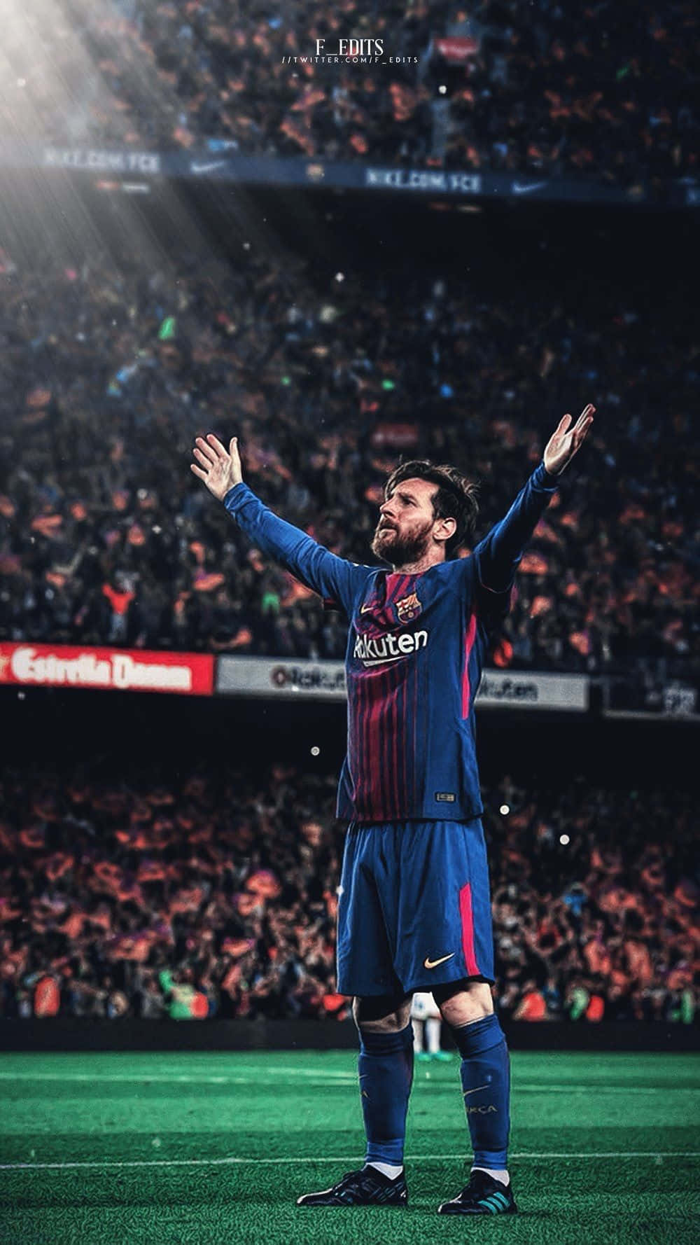 Messi, blue striped jersey, green pitch, HD Phone Wallpaper