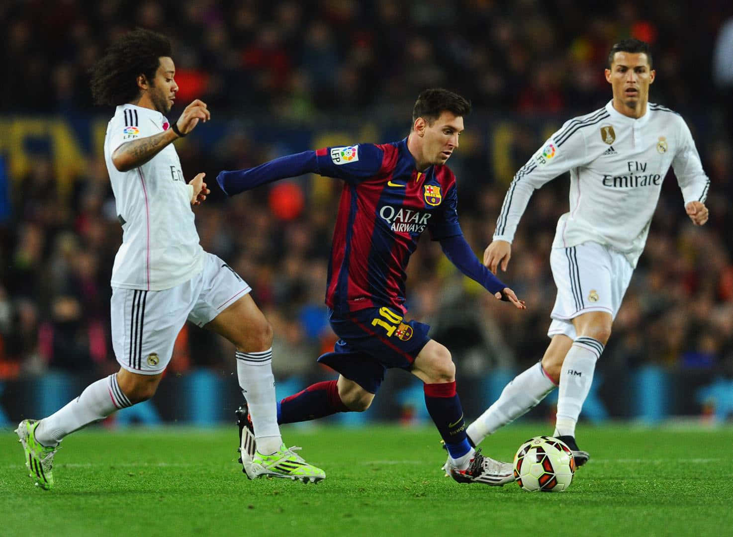 Messi, red and blue jersey, white jerseys, HD Desktop Wallpaper
