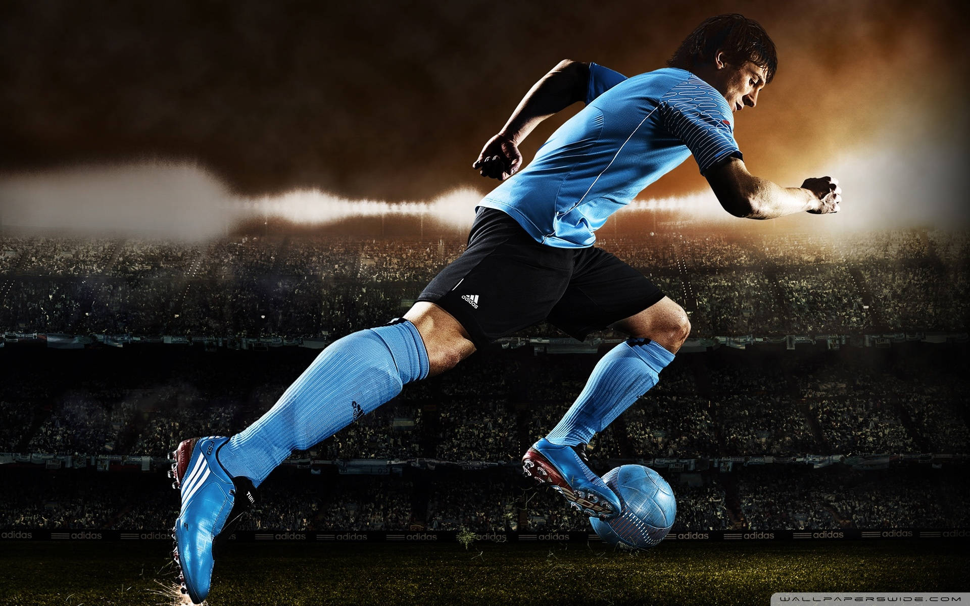 blue jersey, golden lighting, stadium field, Full HD Desktop Wallpaper