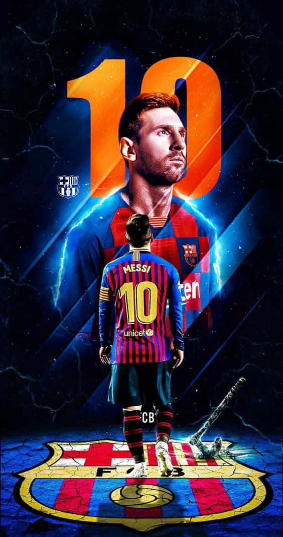 Messi iPhone, number 10, blue red striped jersey, SD Phone Wallpaper