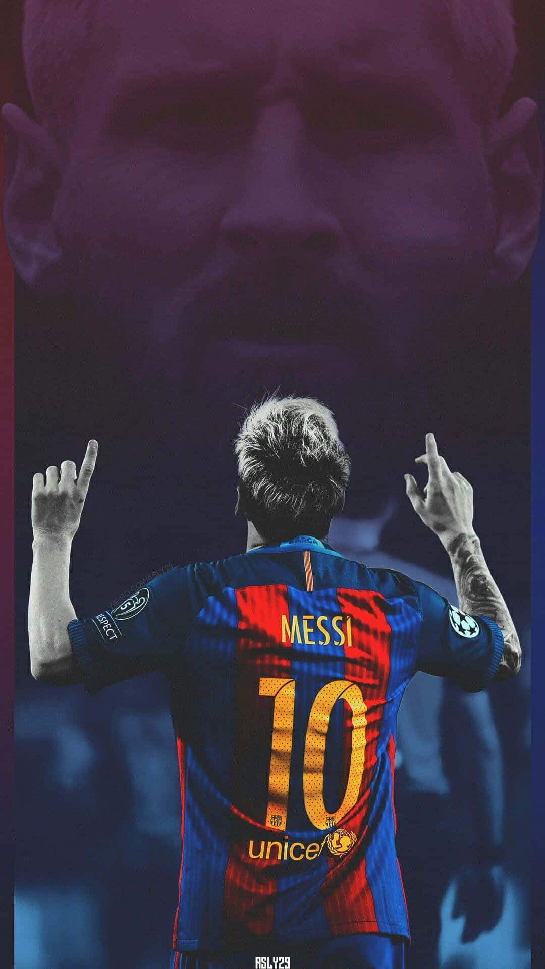 Messi, number 10, blue and red striped jersey, Full HD Phone Wallpaper