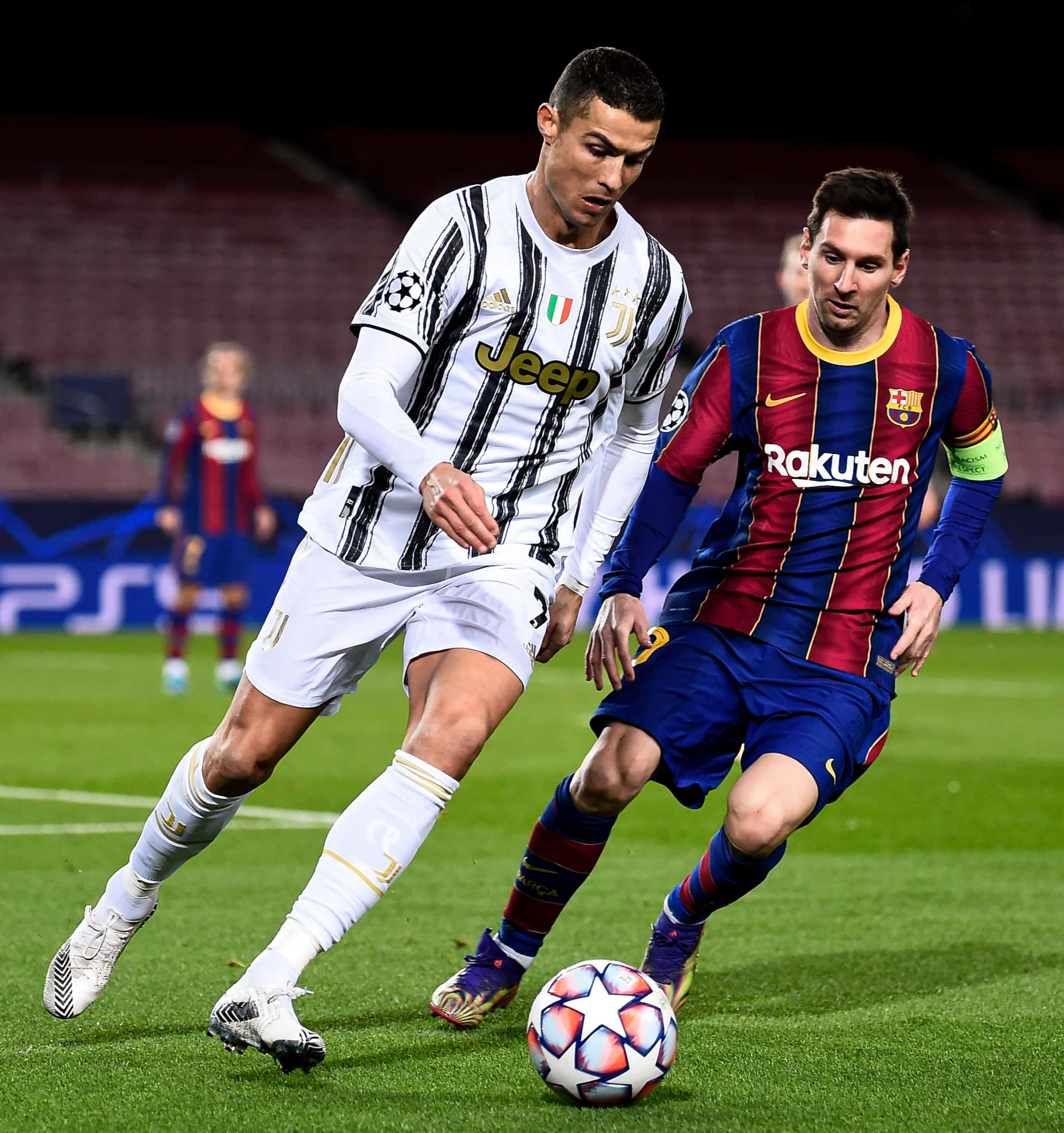 Messi, defender, stadium lights, Full HD Phone Wallpaper