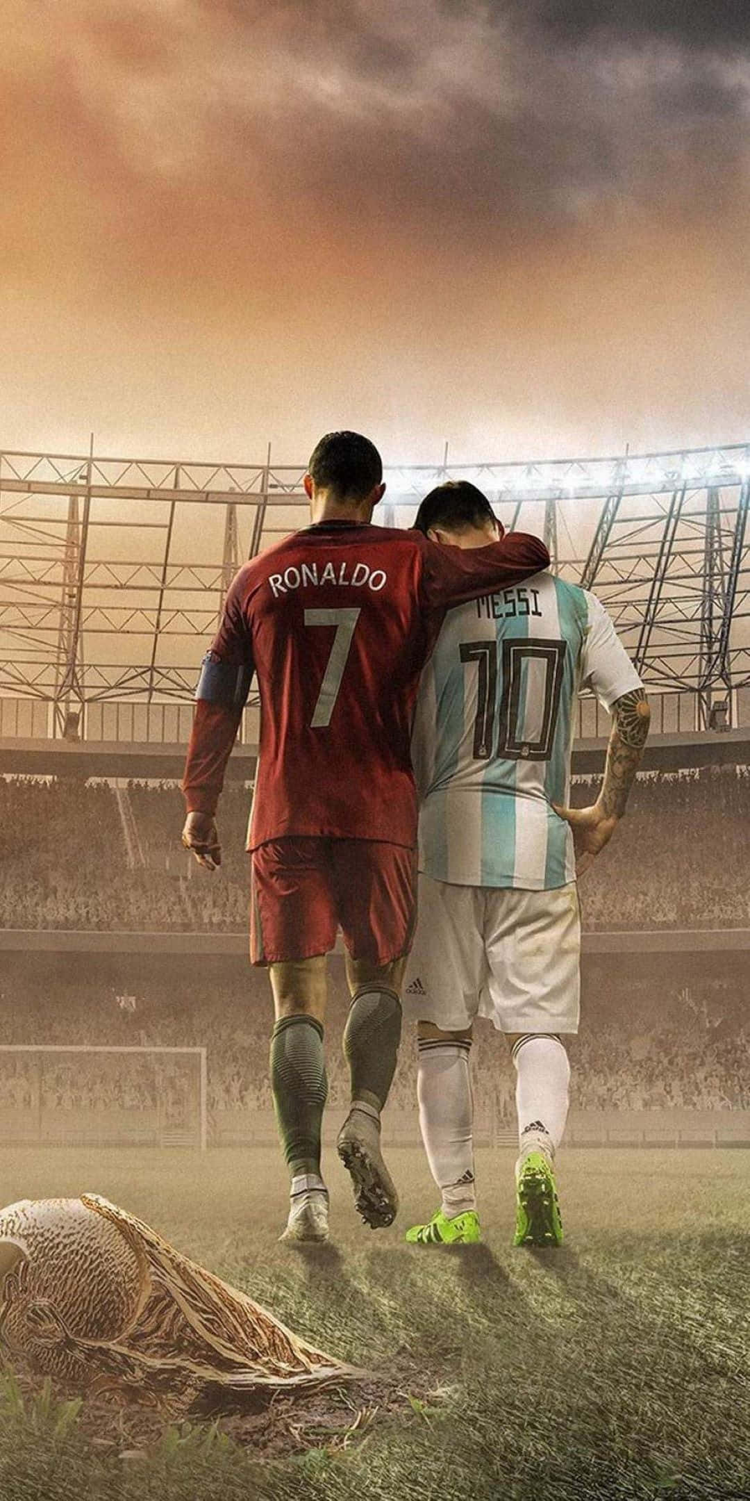 Ronaldo, Messi, iconic jerseys, Full HD Phone Wallpaper