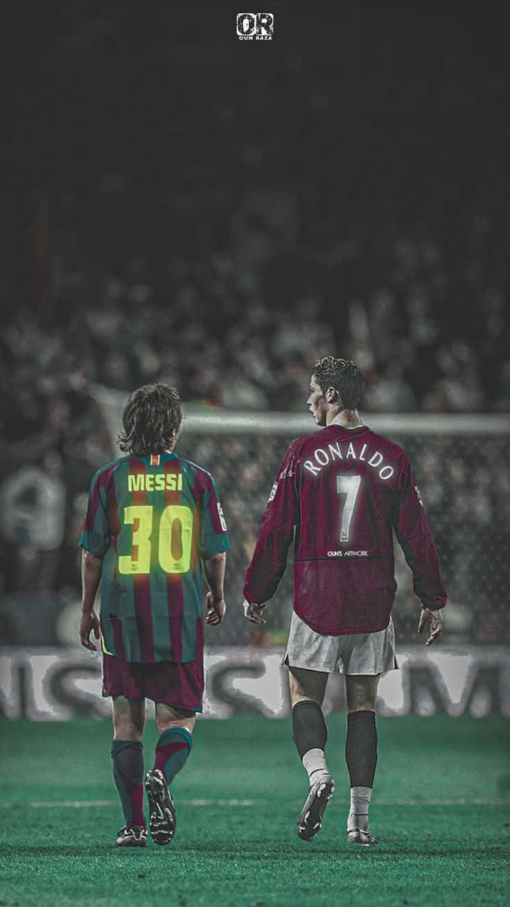 Messi, Ronaldo, stadium field, HD Phone Wallpaper