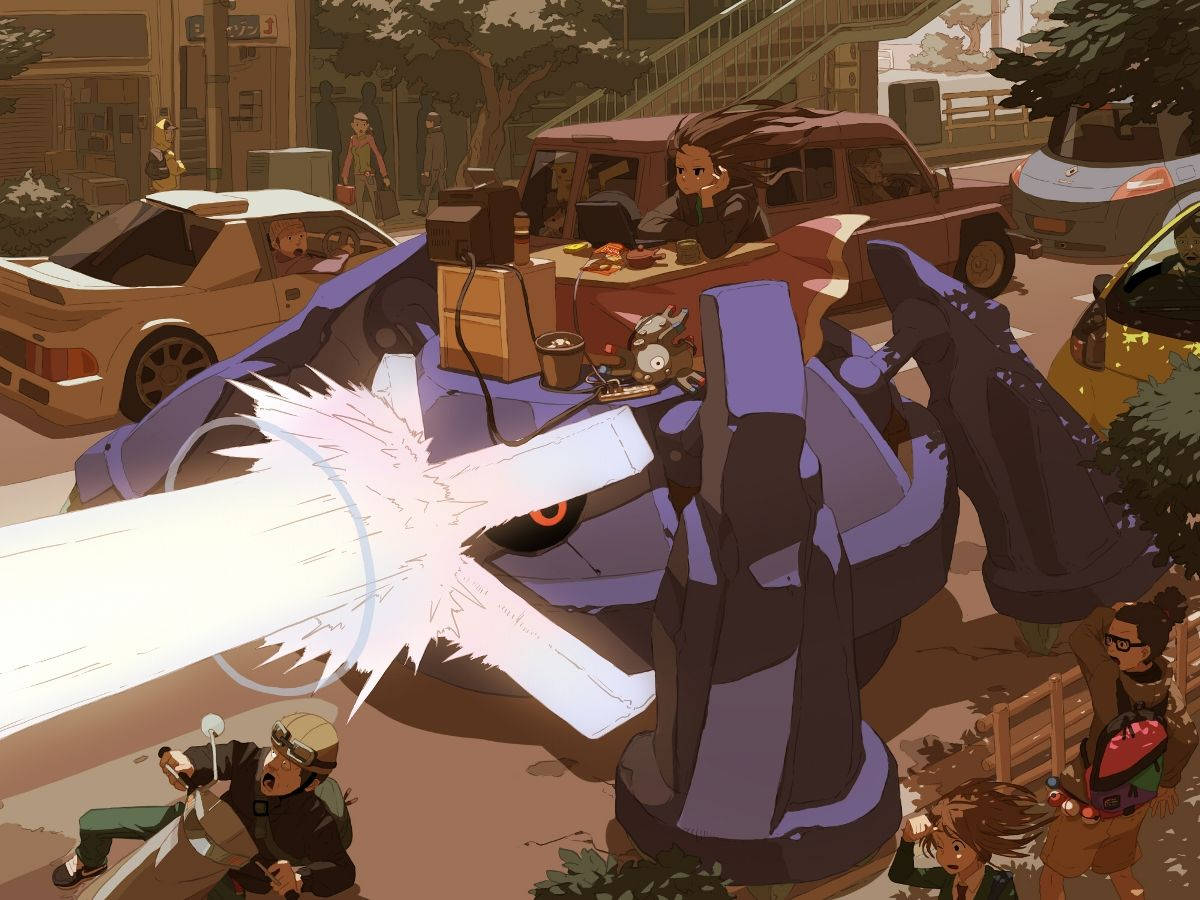 Metagross, purple robot, glowing sword, SD Desktop Wallpaper