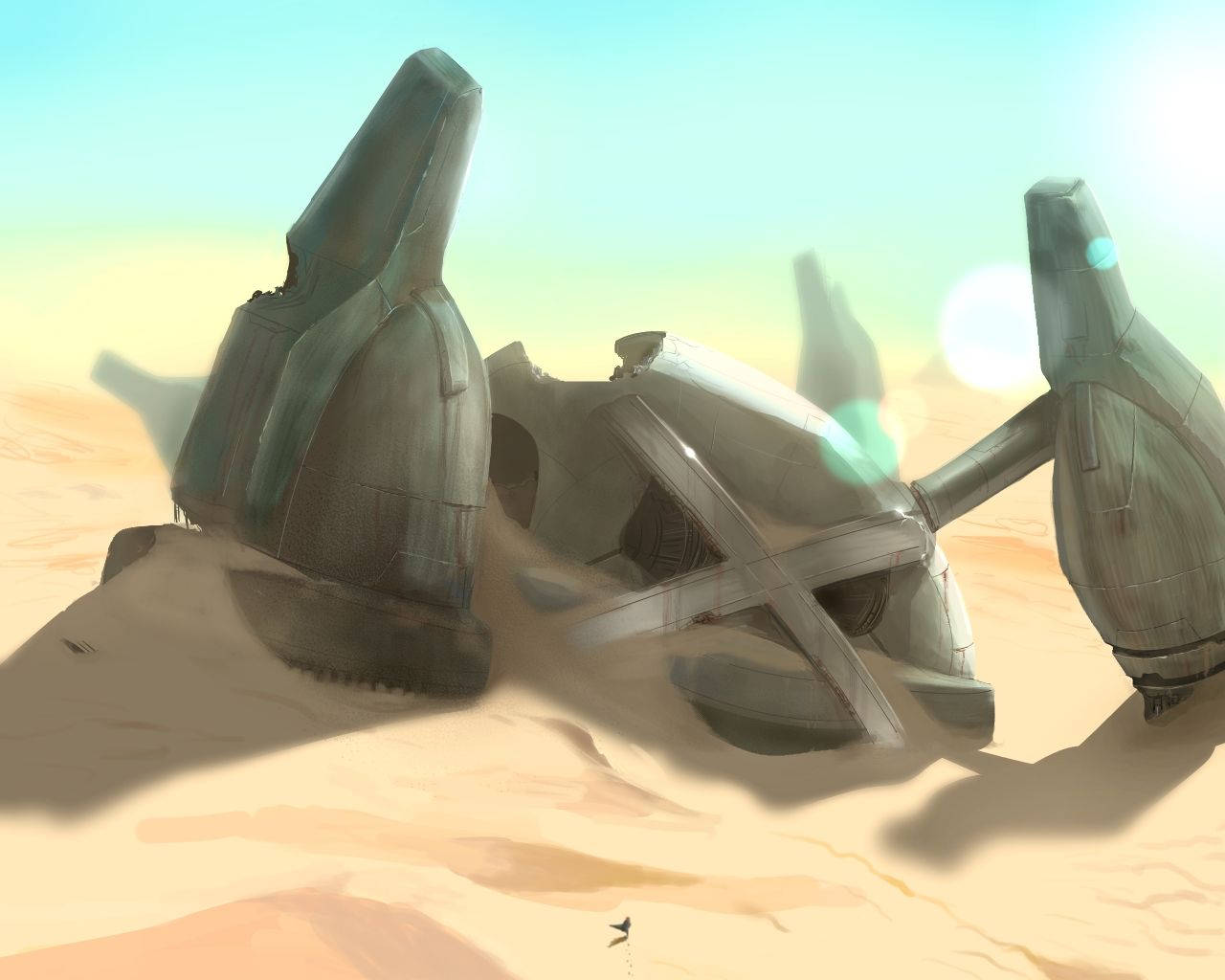Metagross, futuristic spaceship, vast desert, HD Desktop Wallpaper