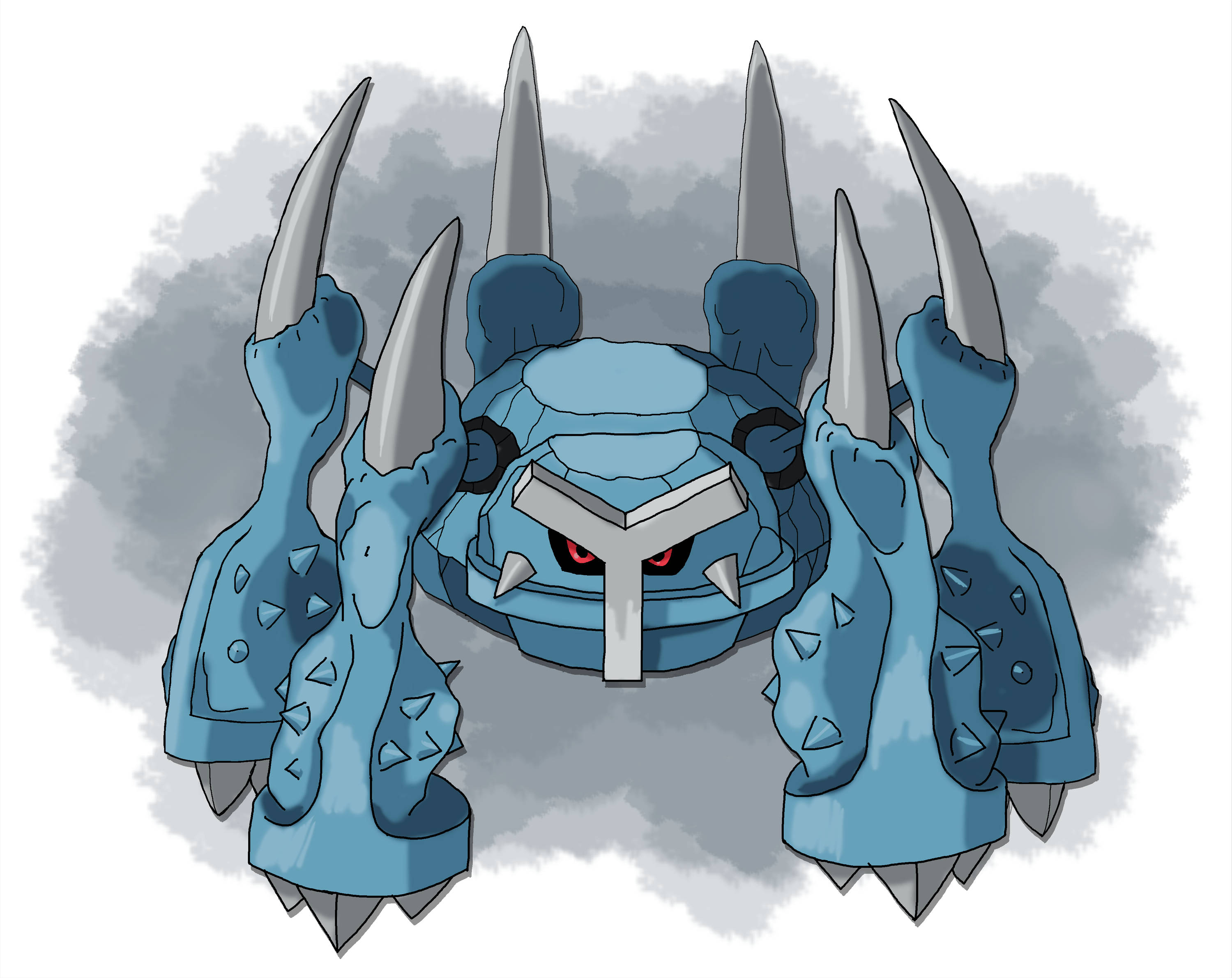 Metagross, blue, silver claws, 2K Desktop Wallpaper