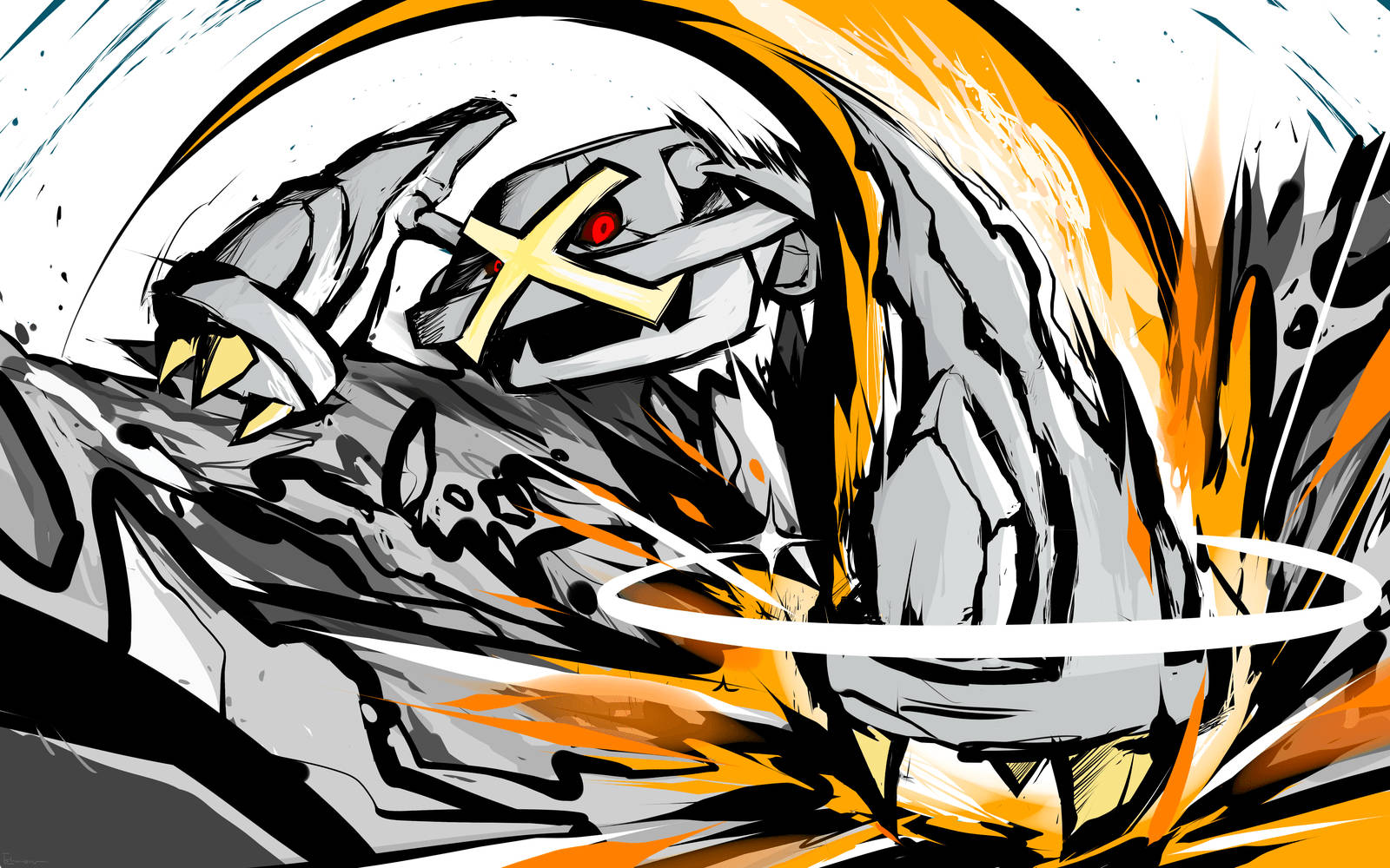 Metagross, shiny, glowing red eye, HD Desktop Wallpaper