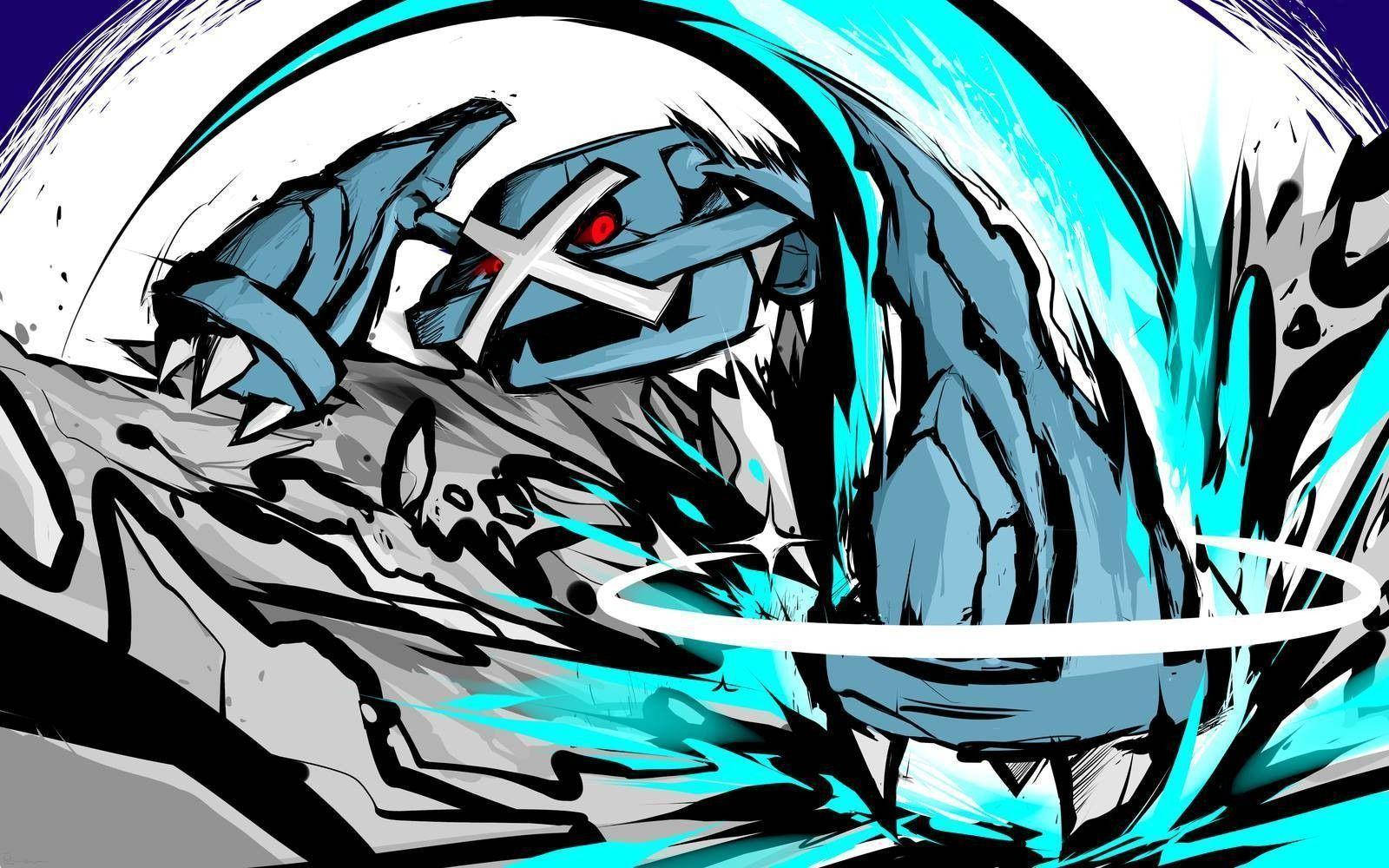 Metagross, blue and black, red eyes, HD Desktop Wallpaper