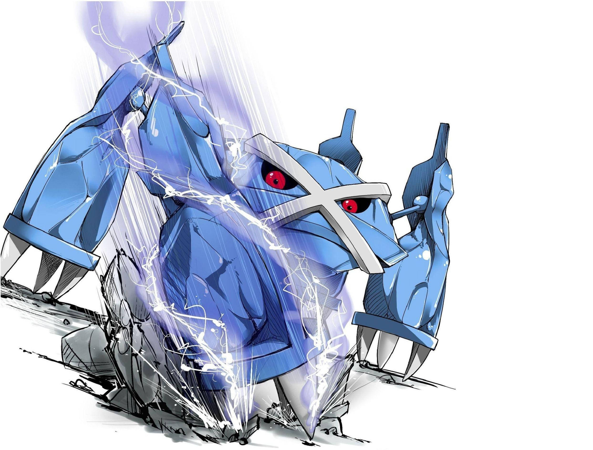 Metagross, blue electric Pokémon, red eyes, Full HD Desktop Wallpaper