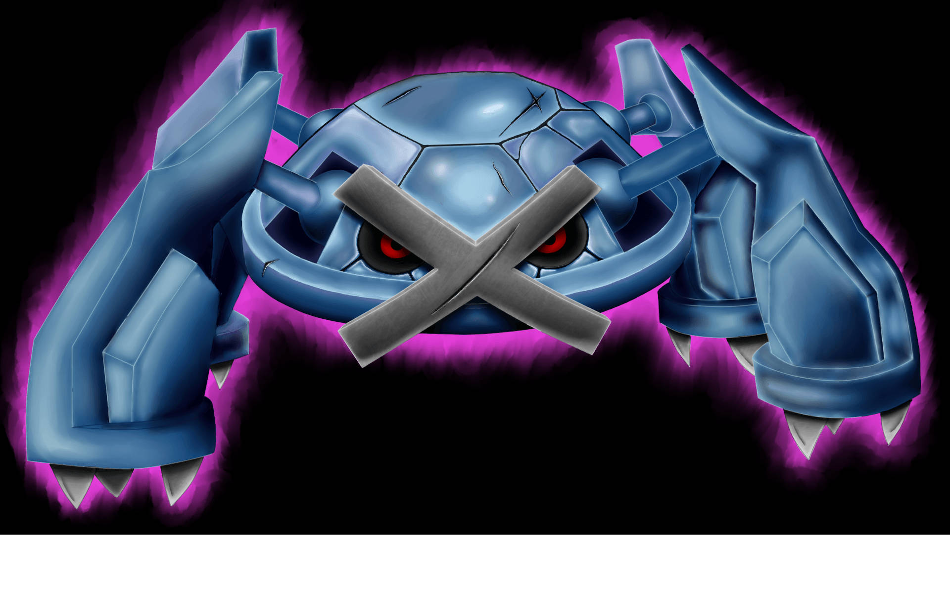 Metagross, glowing purple, glowing red eyes, Full HD Desktop Wallpaper