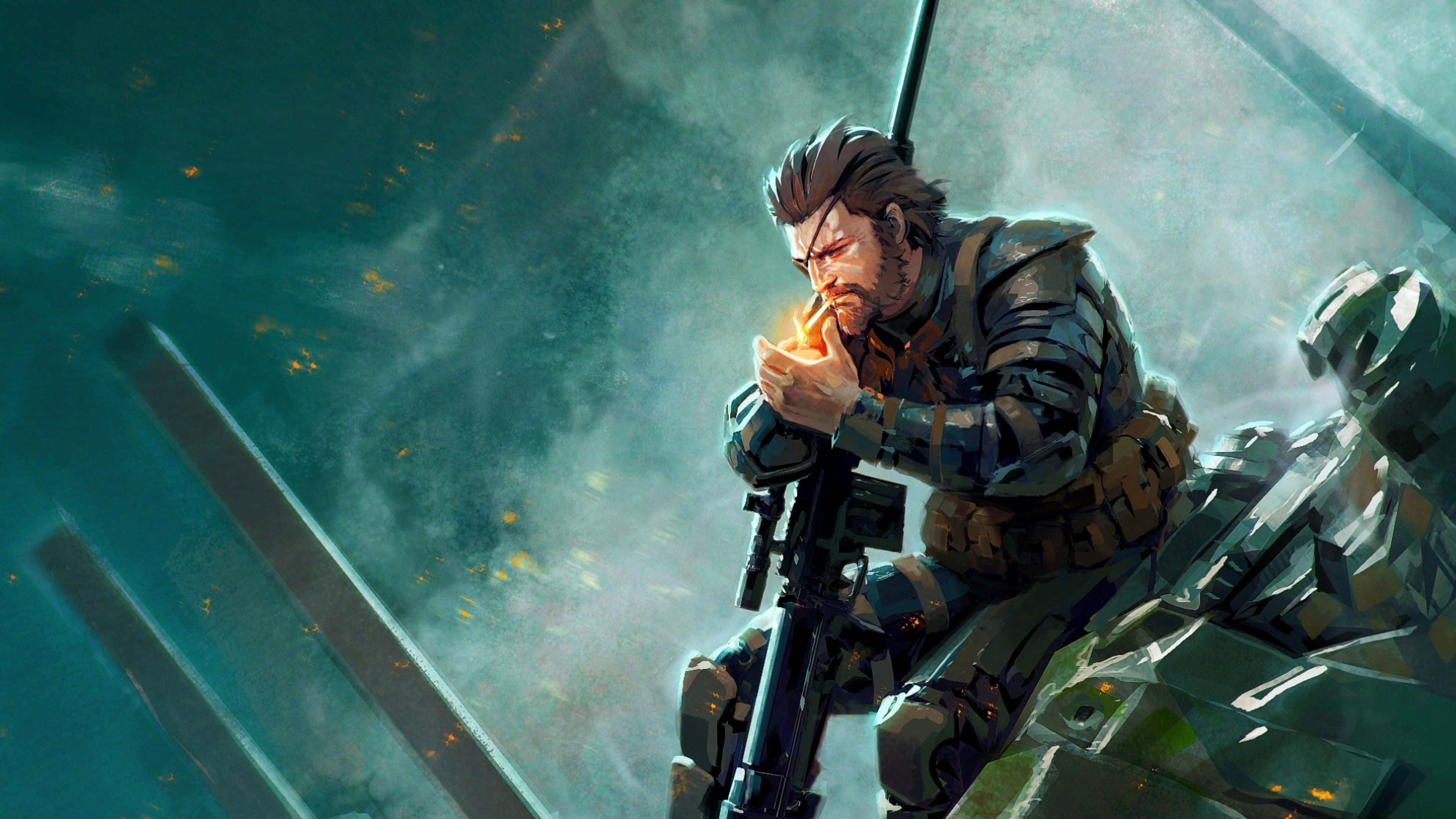 Metal Gear 4K, tactical gear, cigarette, 4K Desktop Wallpaper