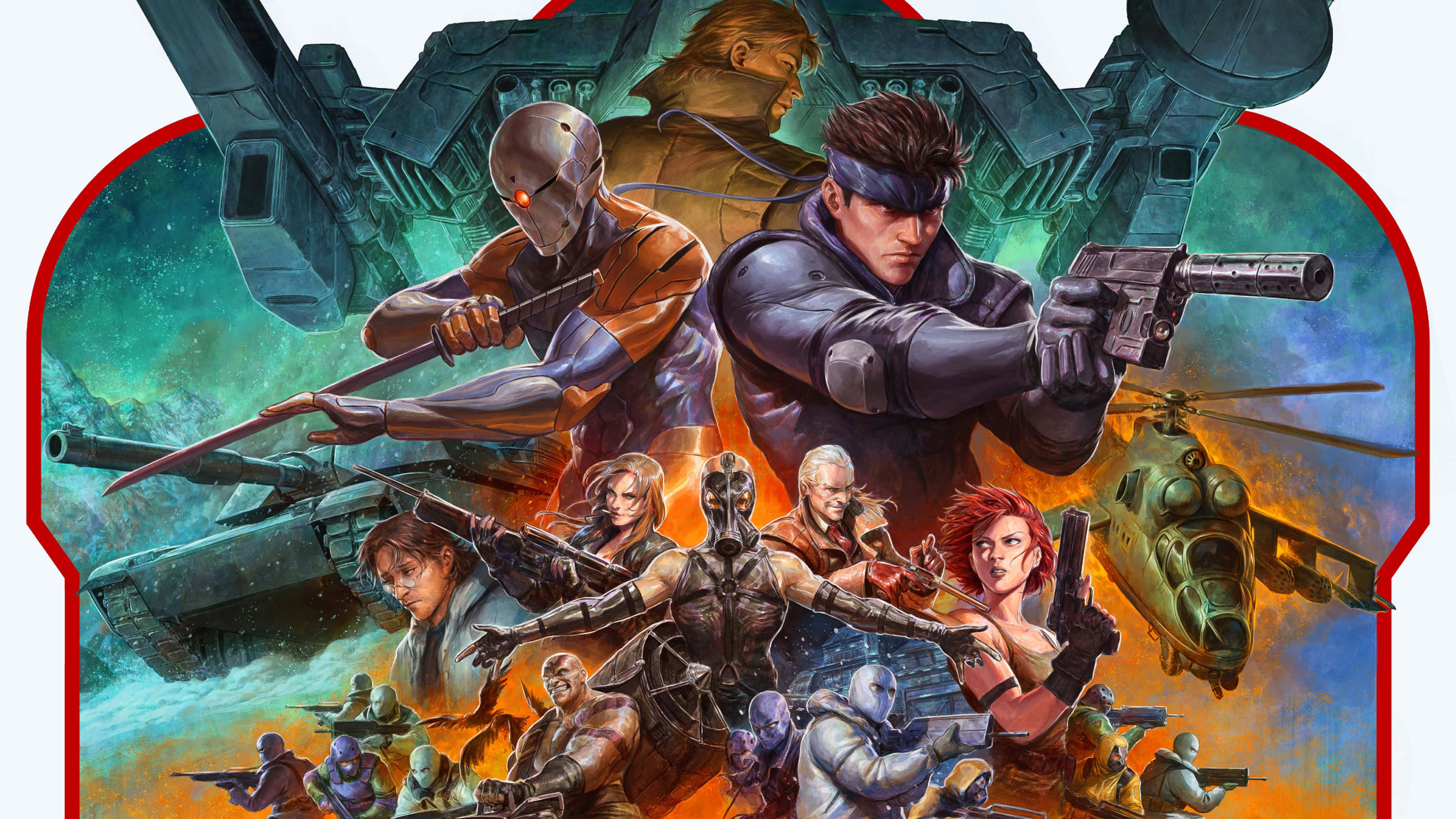 Metal Gear 4K, anime-style illustration, diverse warriors, 4K Desktop Wallpaper