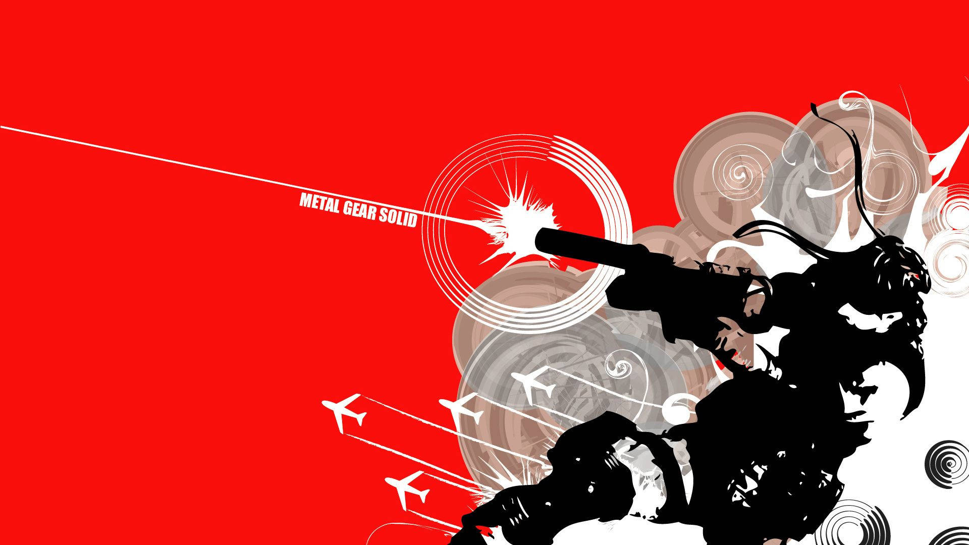 Metal Gear Solid, red abstract, black silhouette, Full HD Desktop Wallpaper