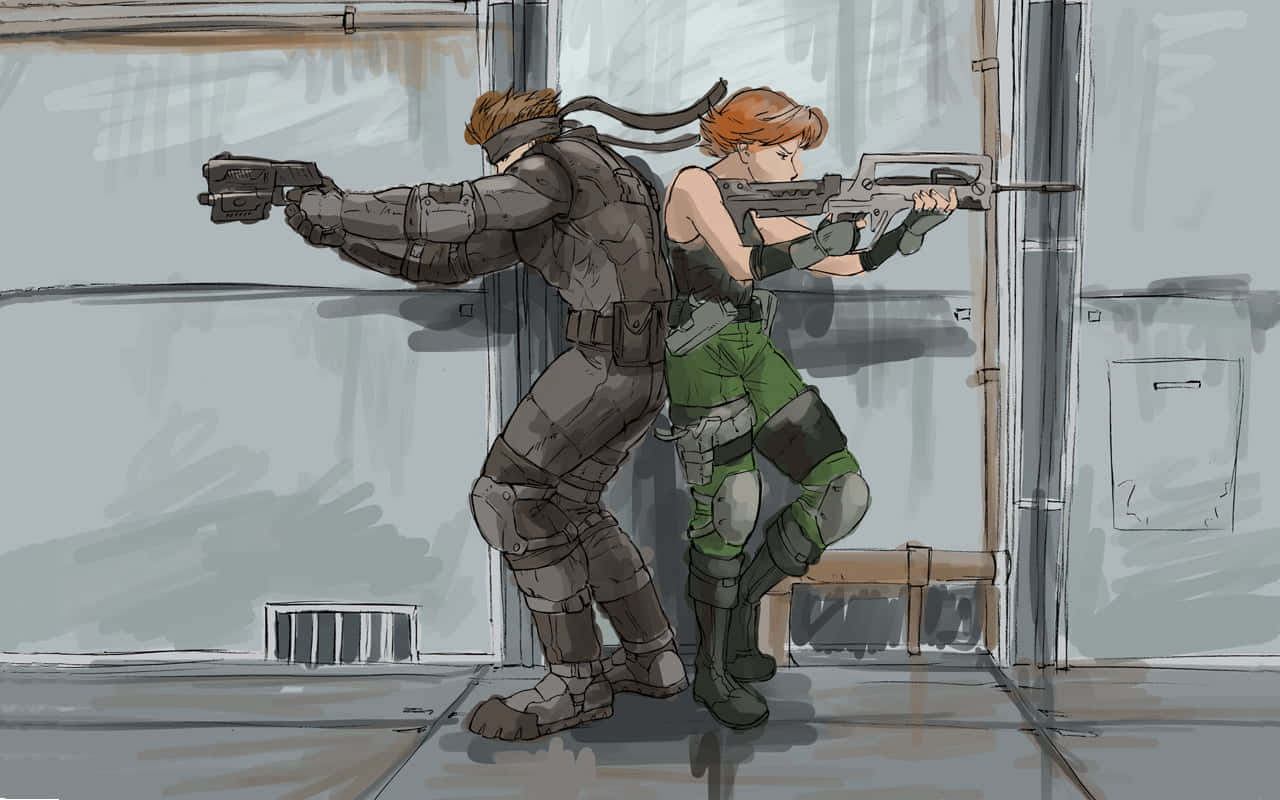 Metal Gear Solid Characters, armored soldiers, industrial corridor, HD Desktop Wallpaper